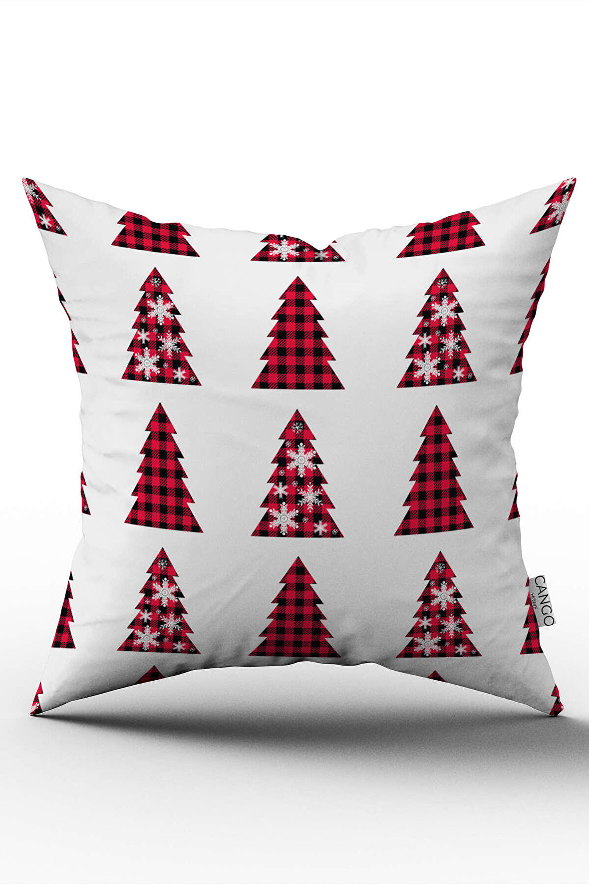 Kırmızı Beyaz Yılbaşı Temalı Dijital Baskılı Kırlent Yastık Kılıfı - CGH326