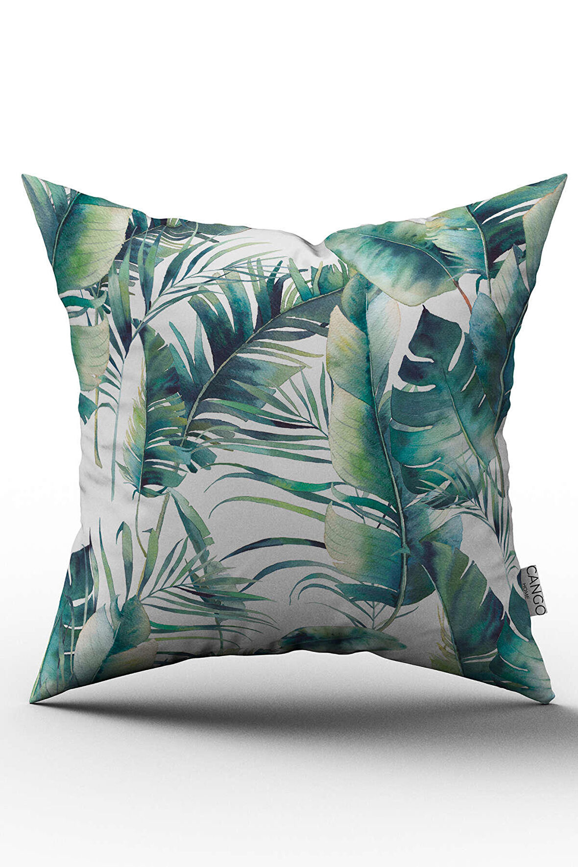 Çift Taraflı Yeşil Beyaz Yaprak Desenli Dijital Baskılı Kırlent Kılıfı - OTYK728-CT