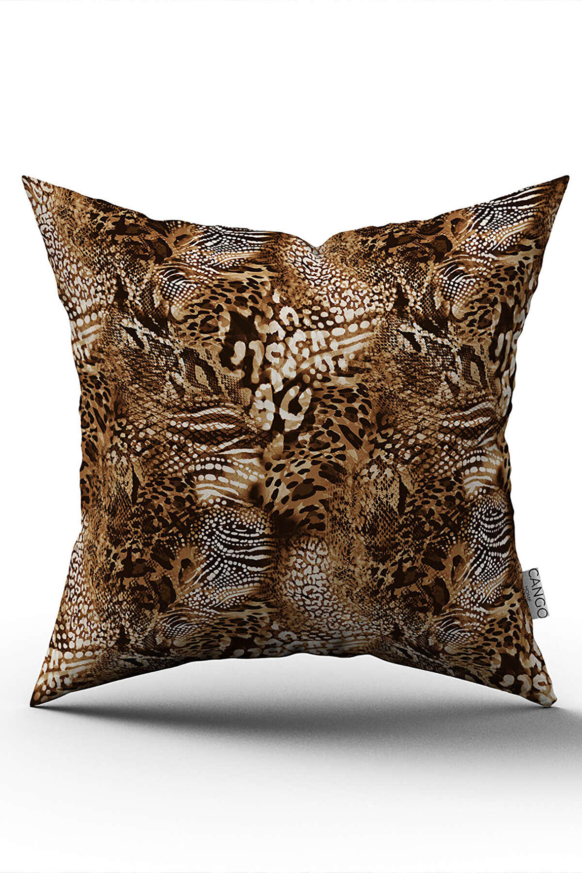 Çift Taraflı Kahverengi Beyaz Yılan Leopar Zebra Desenli Dijital Baskı Kırlent Yastık Kılıfı - CGH369-CT