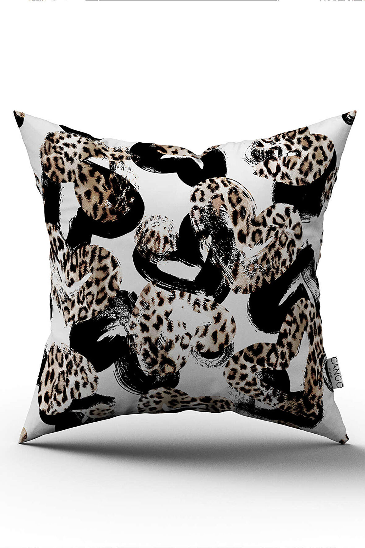 Çift Taraflı Kahverengi Beyaz Leopar Desenli Dijital Baskı Kırlent Yastık Kılıfı - CGH353-CT