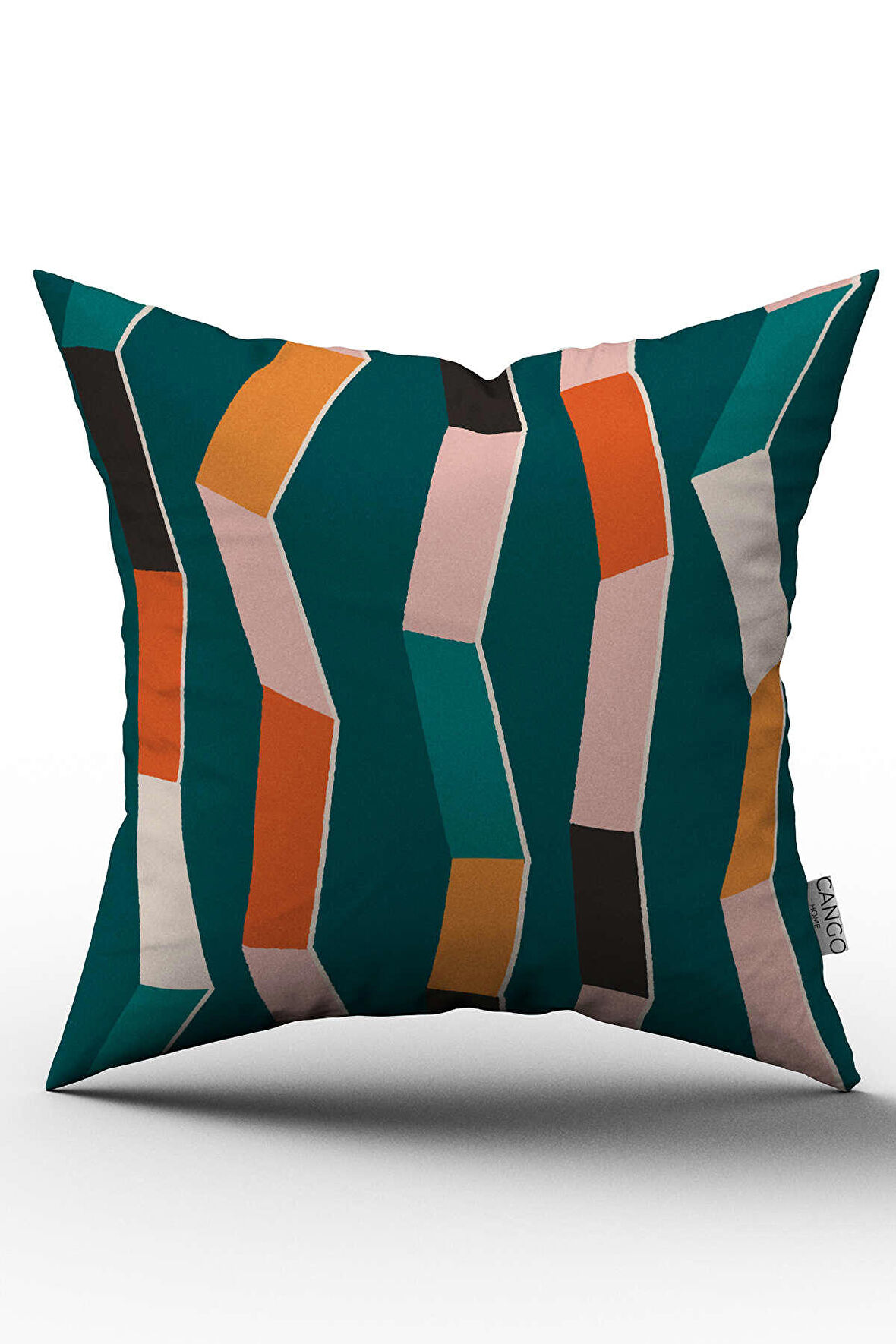 Çift Taraflı Mavi Turuncu Modern Figürlü Kırlent Yastık Kılıfı - CGH176-CT