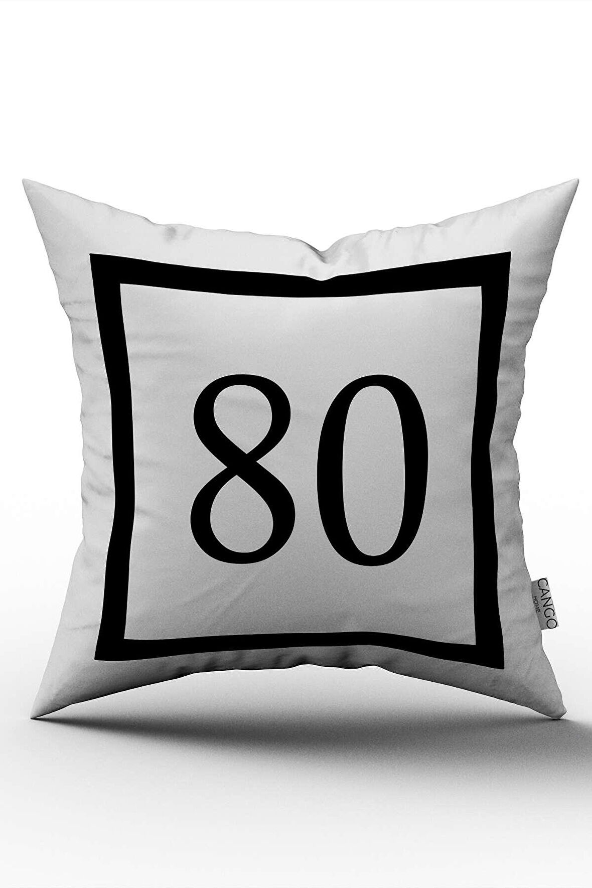 Siyah Beyaz Rakamlı Dijital Baskı Kırlent Kılıfı 80