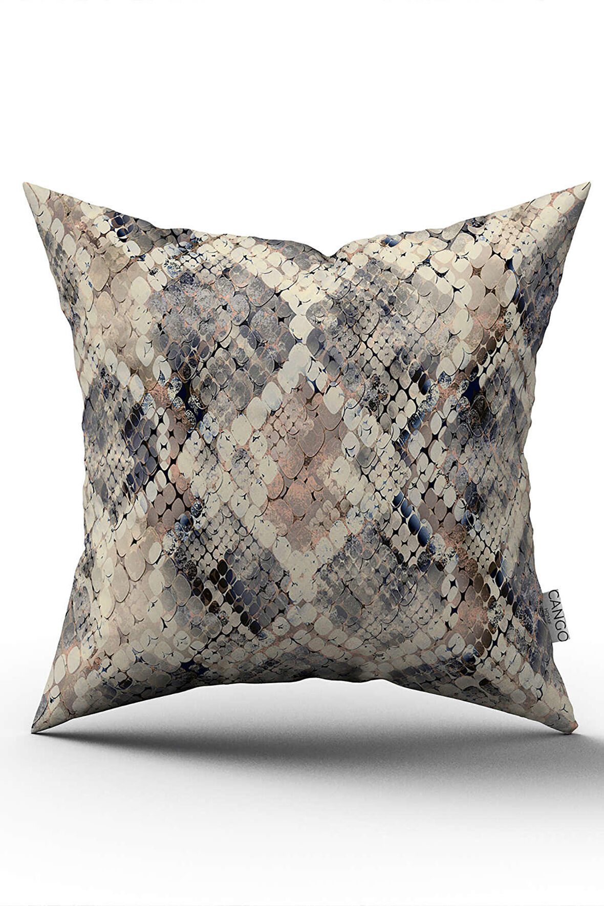 Kahverengi Gri Yılan Derisi Dijital Baskı Kırlent Yastık Kılıfı - CGH368