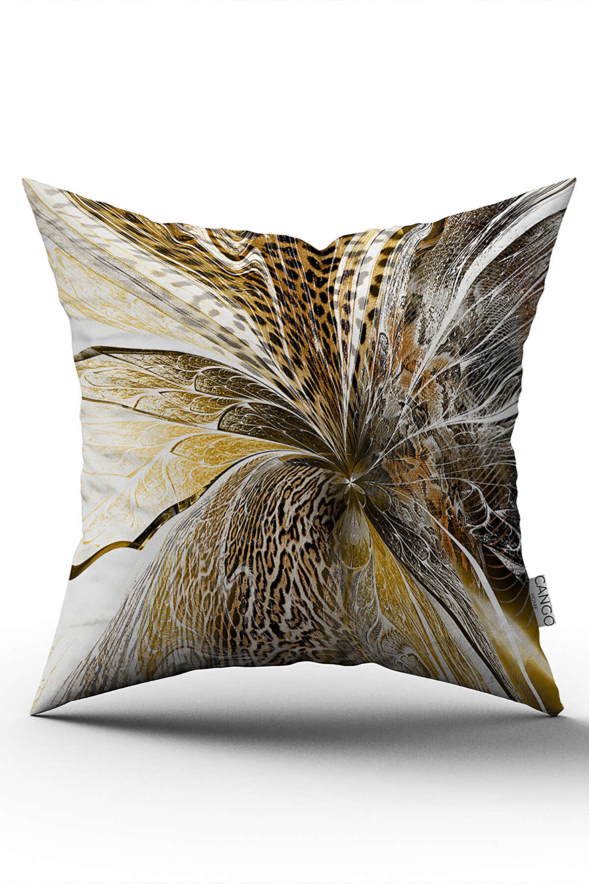 Kahverengi Beyaz Modern Leopar Desenli Dijital Baskı Kırlent Yastık Kılıfı - CGH380
