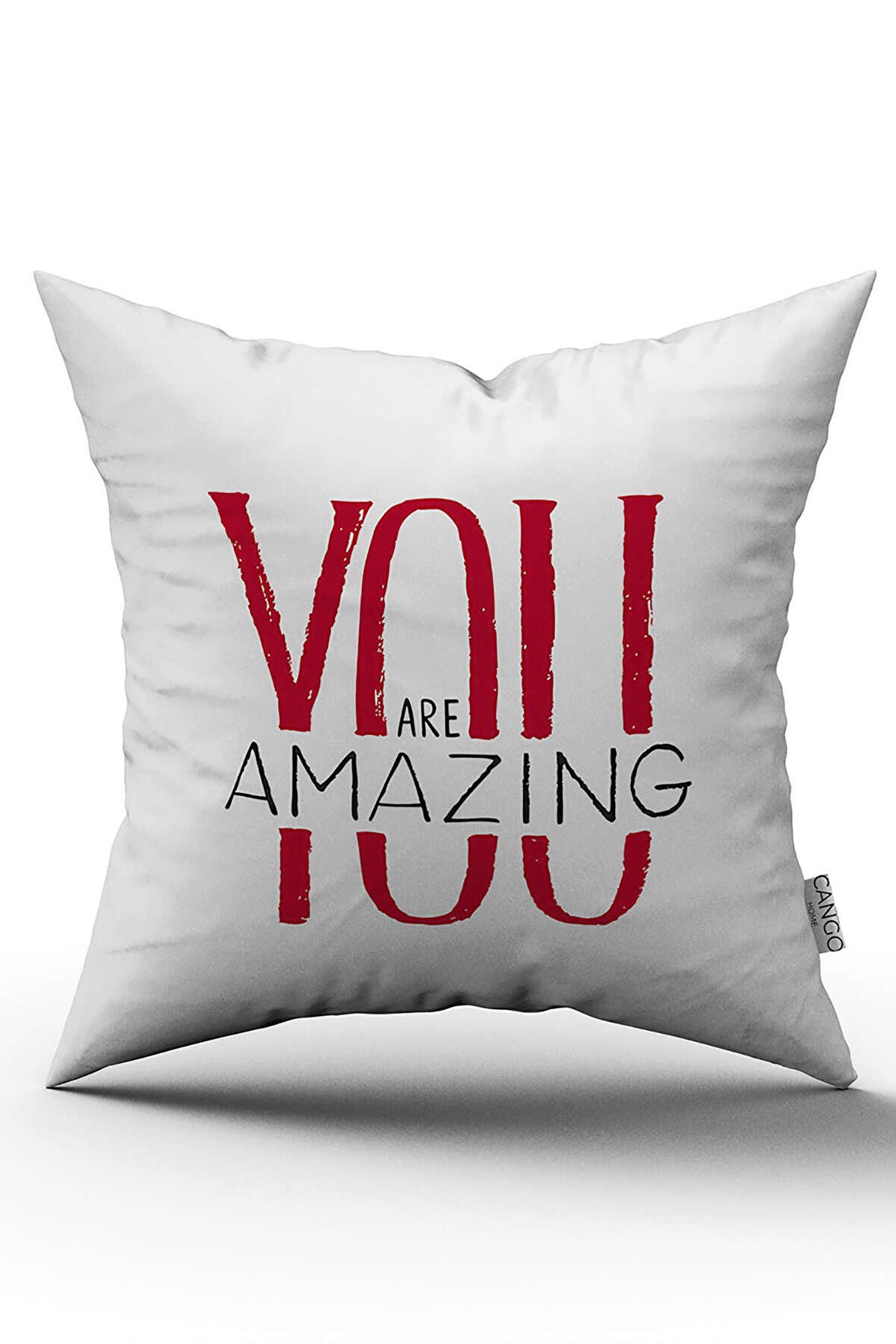 Beyaz Kırmızı You Are Amazıng Yazılı Dekoratif Dijital Baskı Kırlent Yastık Kılıfı - CGH403