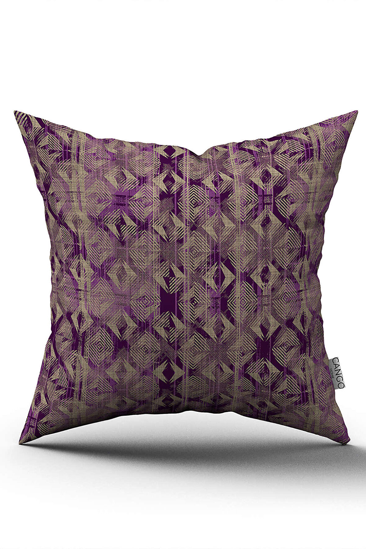 Mor Kahverengi Modern Geometrik Desenli Dijital Baskı Kırlent Yastık Kılıfı - CGH495