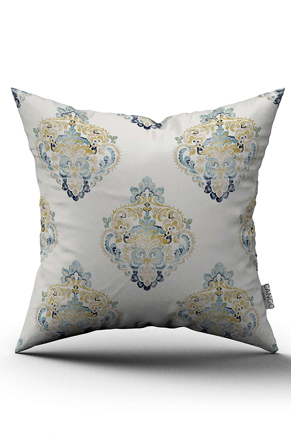 Sarı Mavi Damask Desenli Dijital Baskı Kırlent Yastık Kılıfı - CGH497