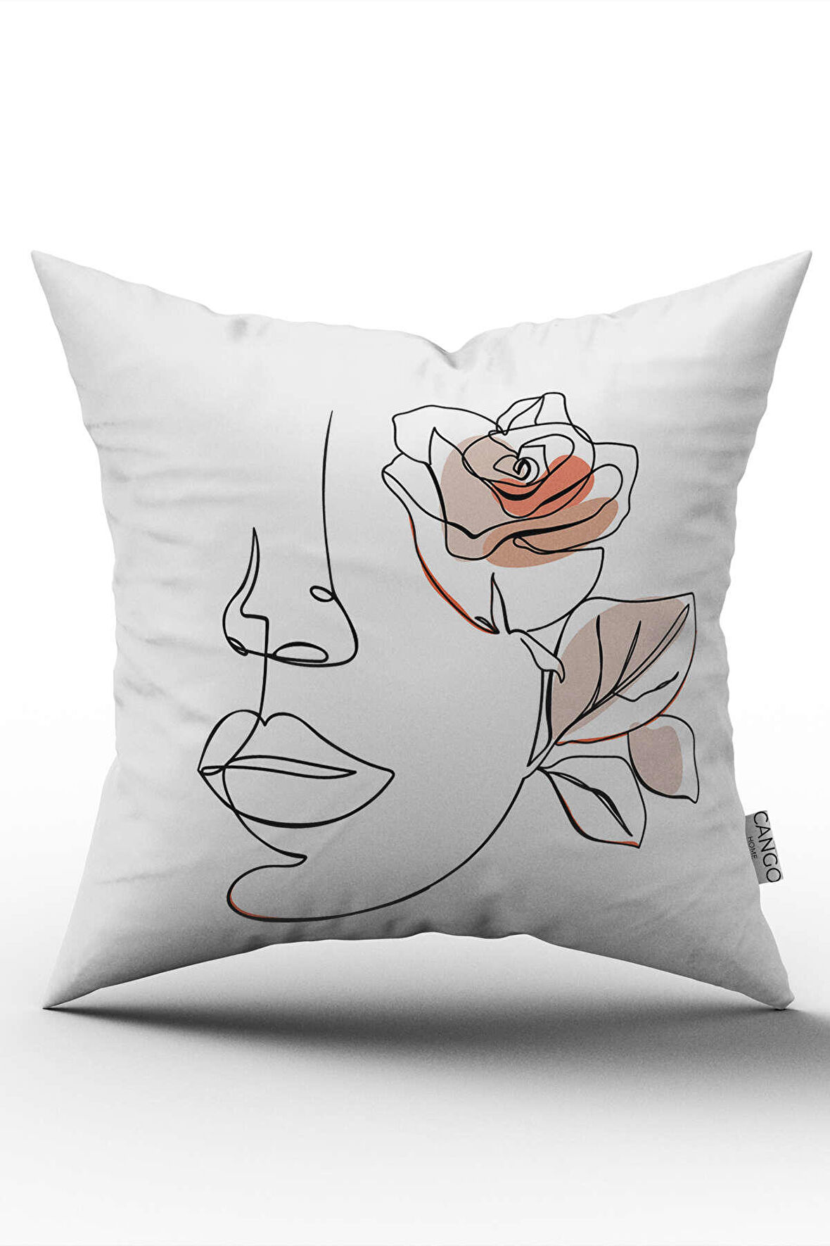 Beyaz Siyah Modern Silüet Figür Desenli Dijital Baskı Kırlent Yastık Kılıfı CGH532