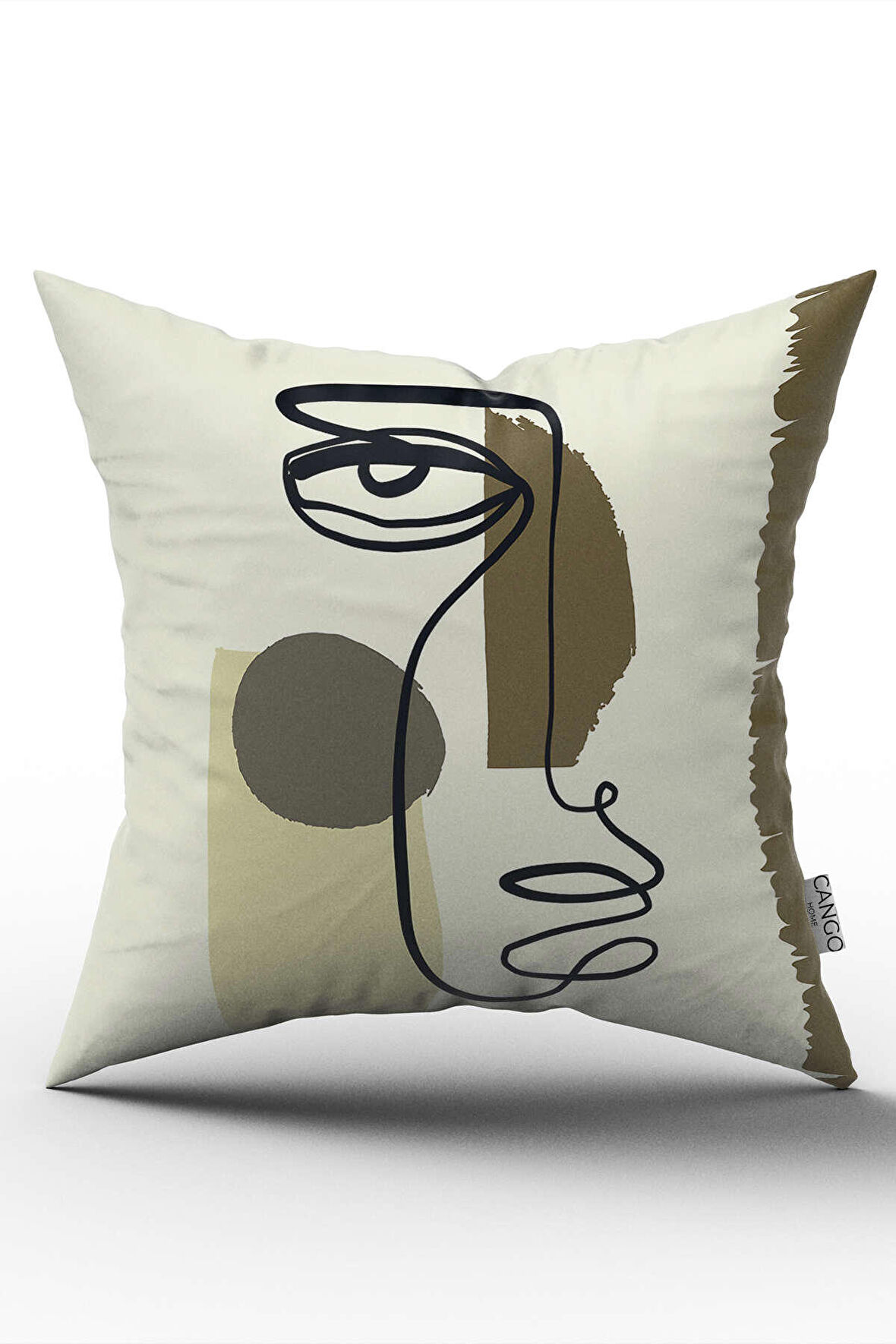 Beyaz Yeşil Modern Silüet Figür Desenli Dijital Baskı Kırlent Yastık Kılıfı CGH509