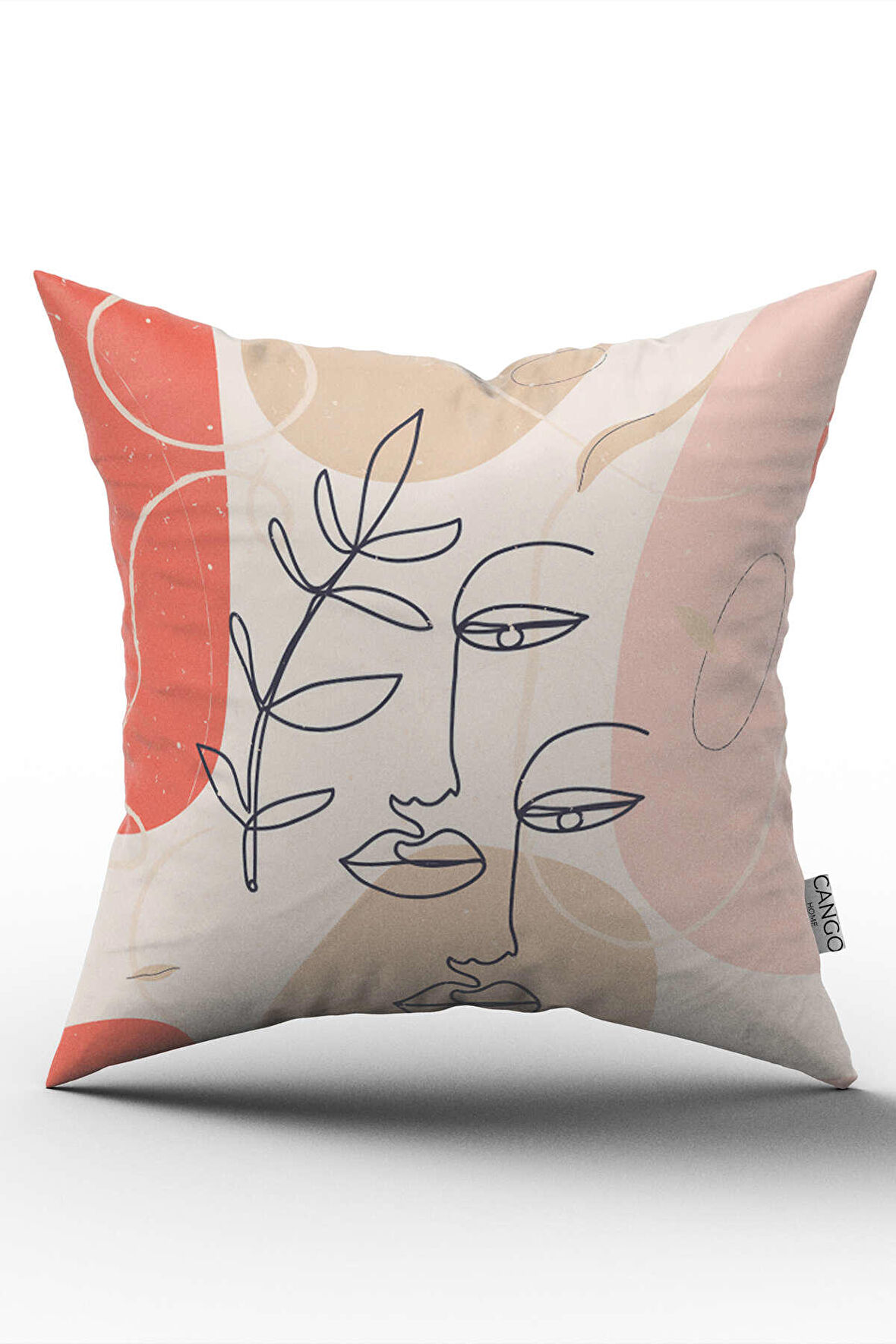 Beyaz Siyah Modern Silüet Figür Desenli Dijital Baskı Kırlent Yastık Kılıfı CGH510