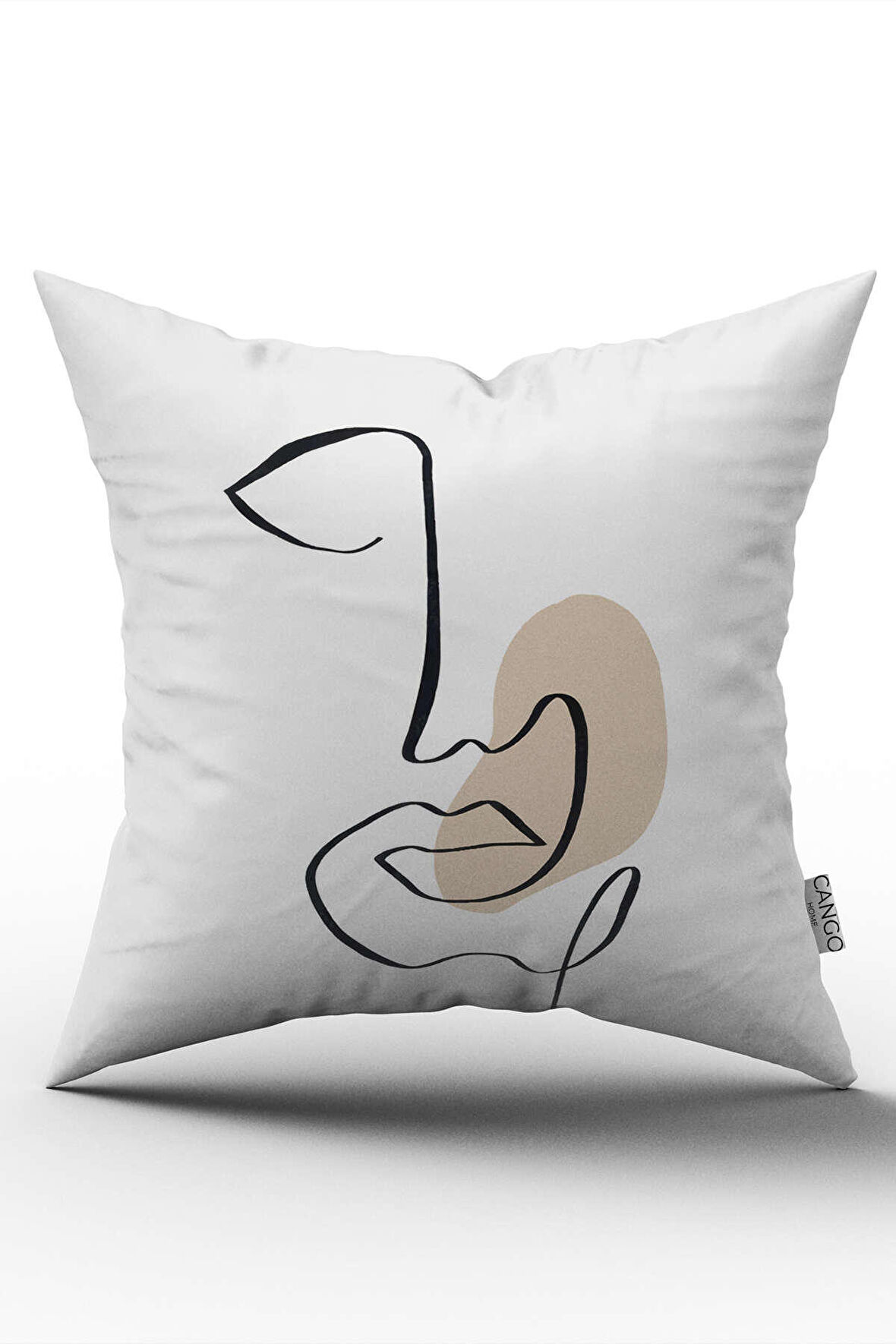 Beyaz Siyah Modern Silüet Figür Desenli Dijital Baskı Kırlent Yastık Kılıfı CGH511