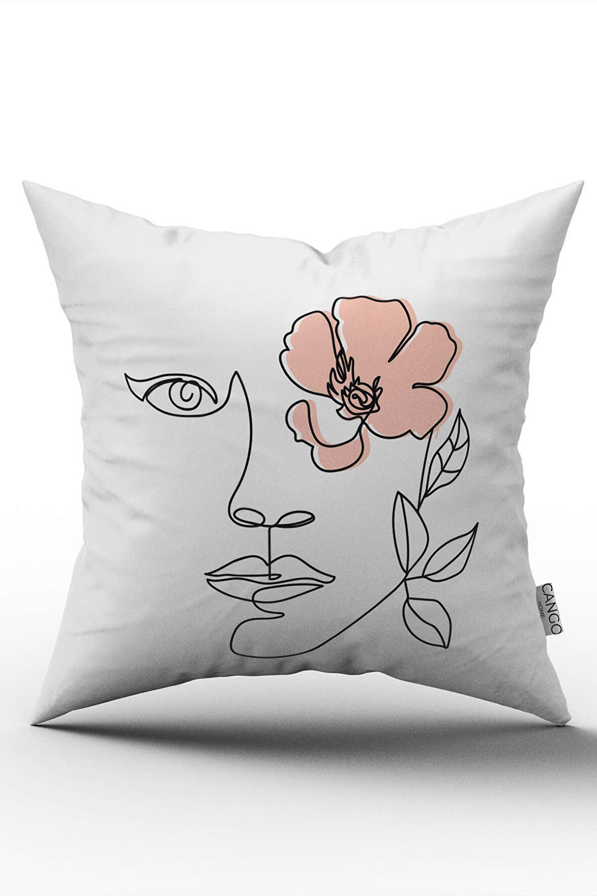 Beyaz Siyah Modern Silüet Figür Desenli Dijital Baskı Kırlent Yastık Kılıfı CGH524
