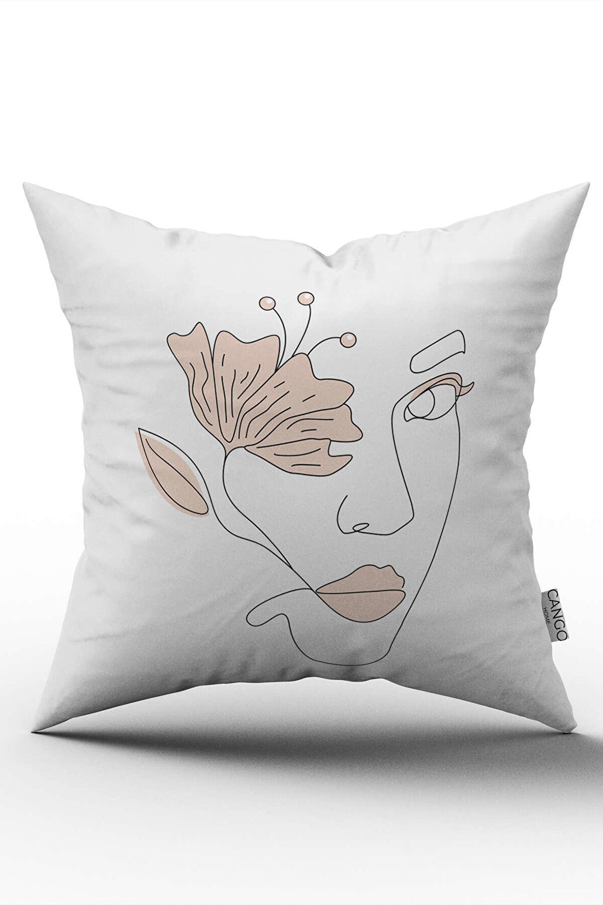 Beyaz Siyah Modern Silüet Figür Desenli Dijital Baskı Kırlent Yastık Kılıfı CGH527