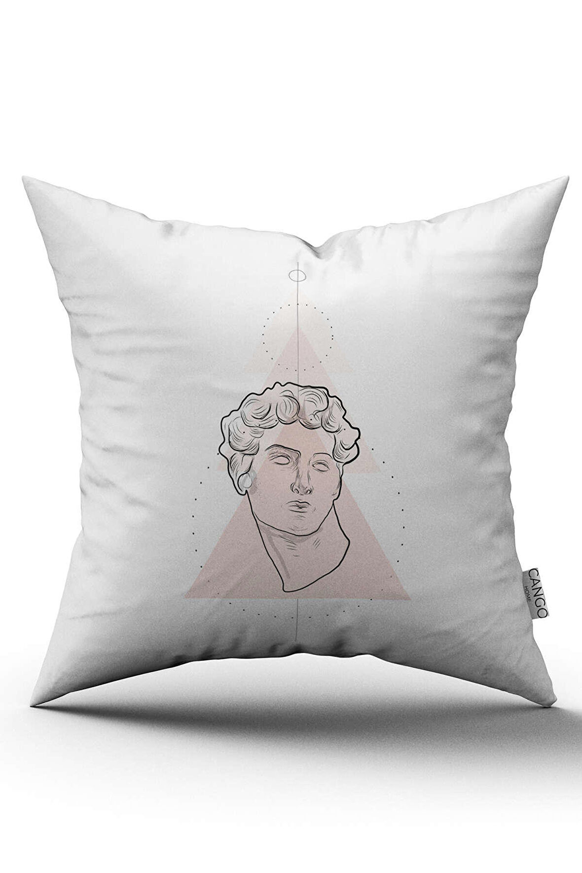 Beyaz Pembe Modern Heykel Figürlü Dijital Baskılı Kırlent Kılıfı CGH541
