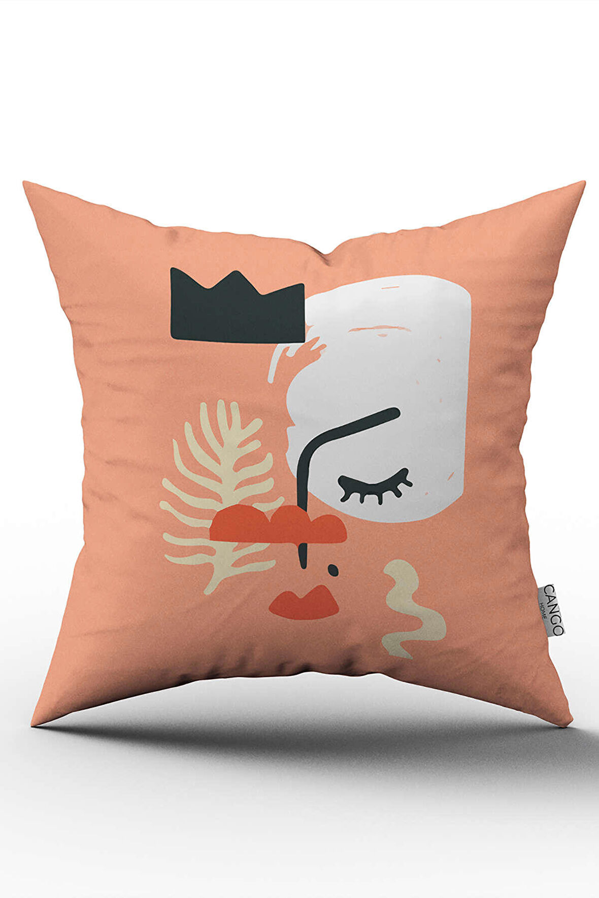 Pembe Modern Soyut Figür Desenli Dijital Baskılı Kırlent Yastık Kılıfı  CGH697