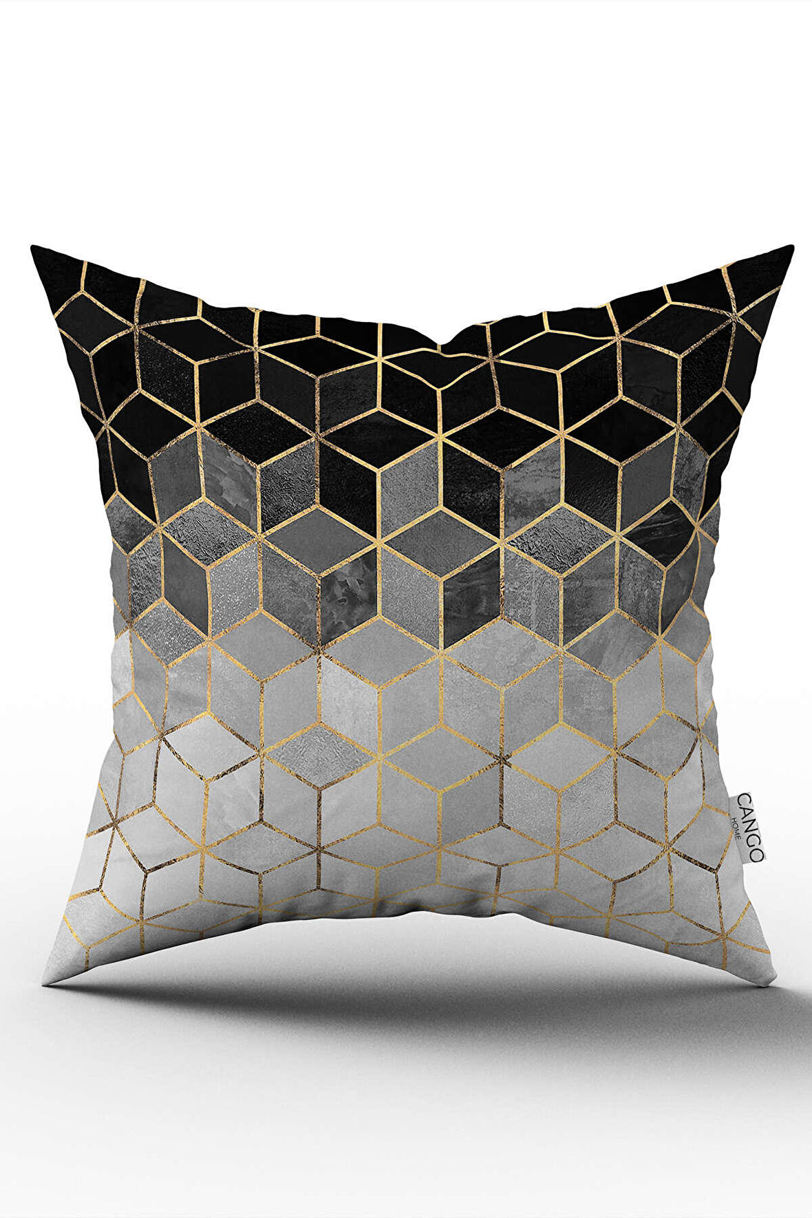 Çift Taraflı Siyah Altın Mozaik Desenli Dijital Baskılı Kırlent Kılıfı CGH923-CT