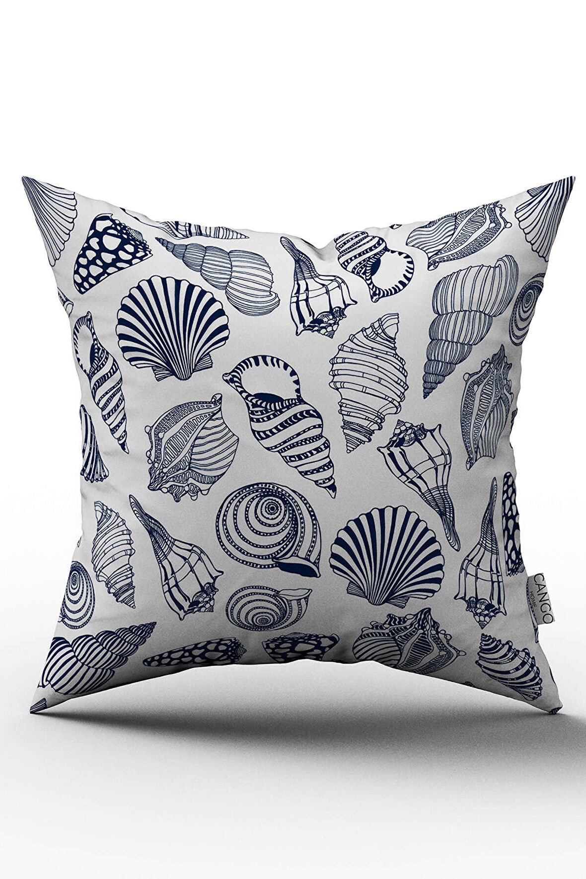 Çift Taraflı Beyaz Lacivert Marin Desenli Dijital Baskılı Kırlent Kılıfı - OTYK816-CT