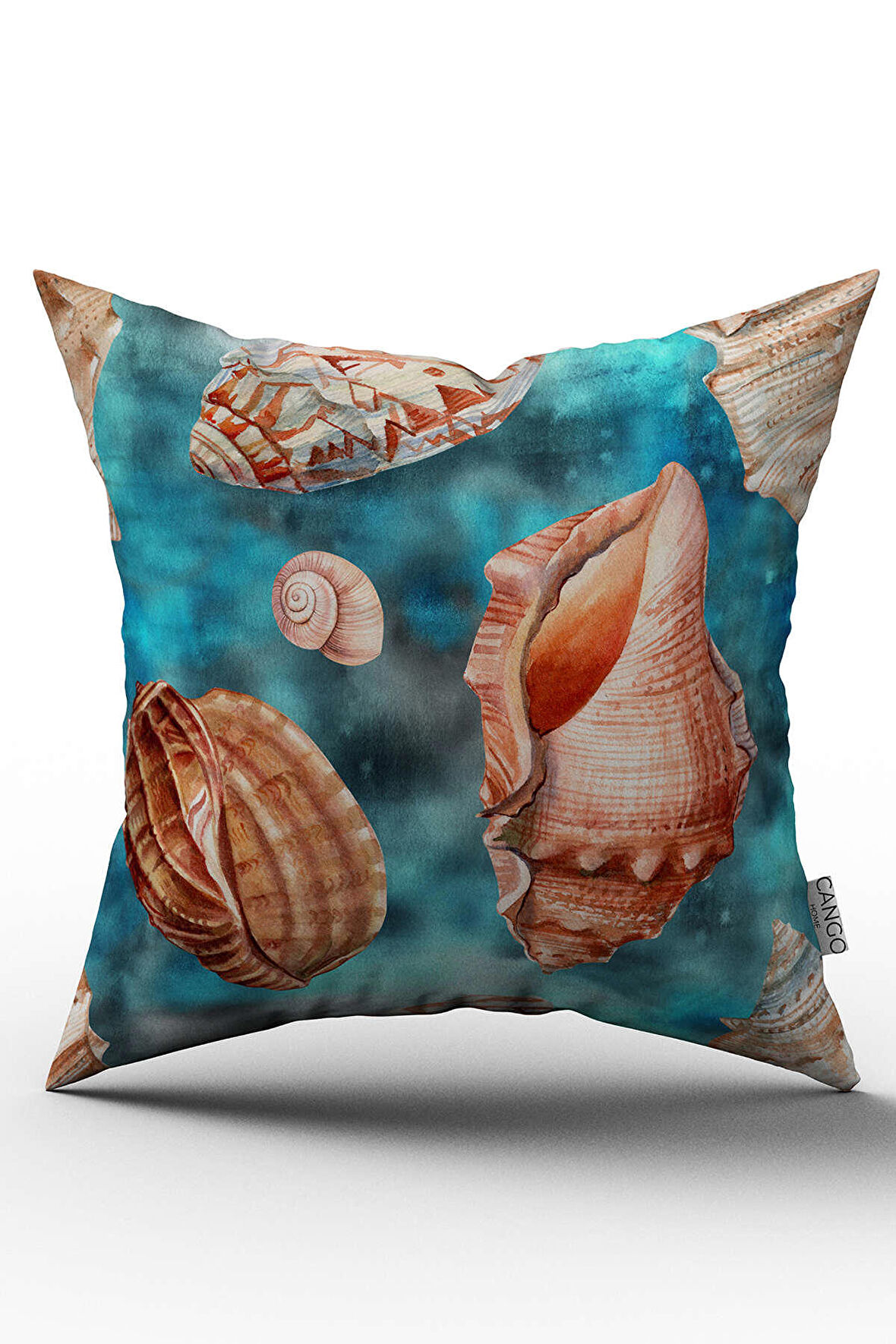 Çift Taraflı Mavi Turuncu Marin Desenli Dijital Baskılı Kırlent Kılıfı - OTYK814-CT