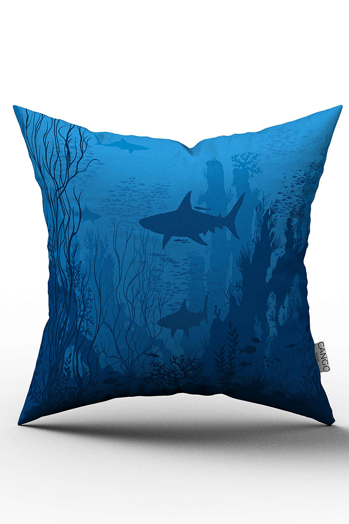 Çift Taraflı Lacivert Marin Desenli Dijital Baskılı Kırlent Kılıfı - OTYK744-CT