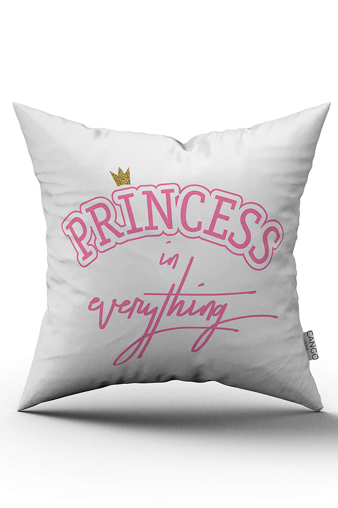 Çift Taraflı Beyaz Pembe  Prenses Dekoratif Dijital Baskı Kırlent Yastık Kılıfı - CGH463-CT