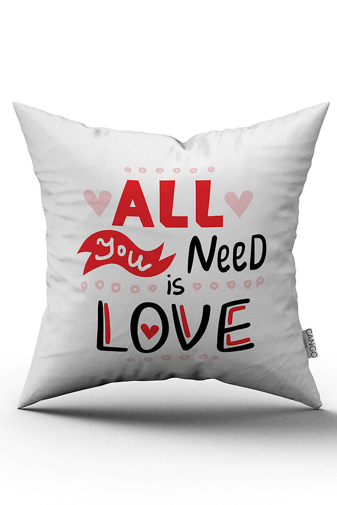 Çift Taraflı Beyaz Kırmızı Love Yazılı Kırlent Dijital Baskı Kırlent Yastık Kılıfı - CGH452-CT