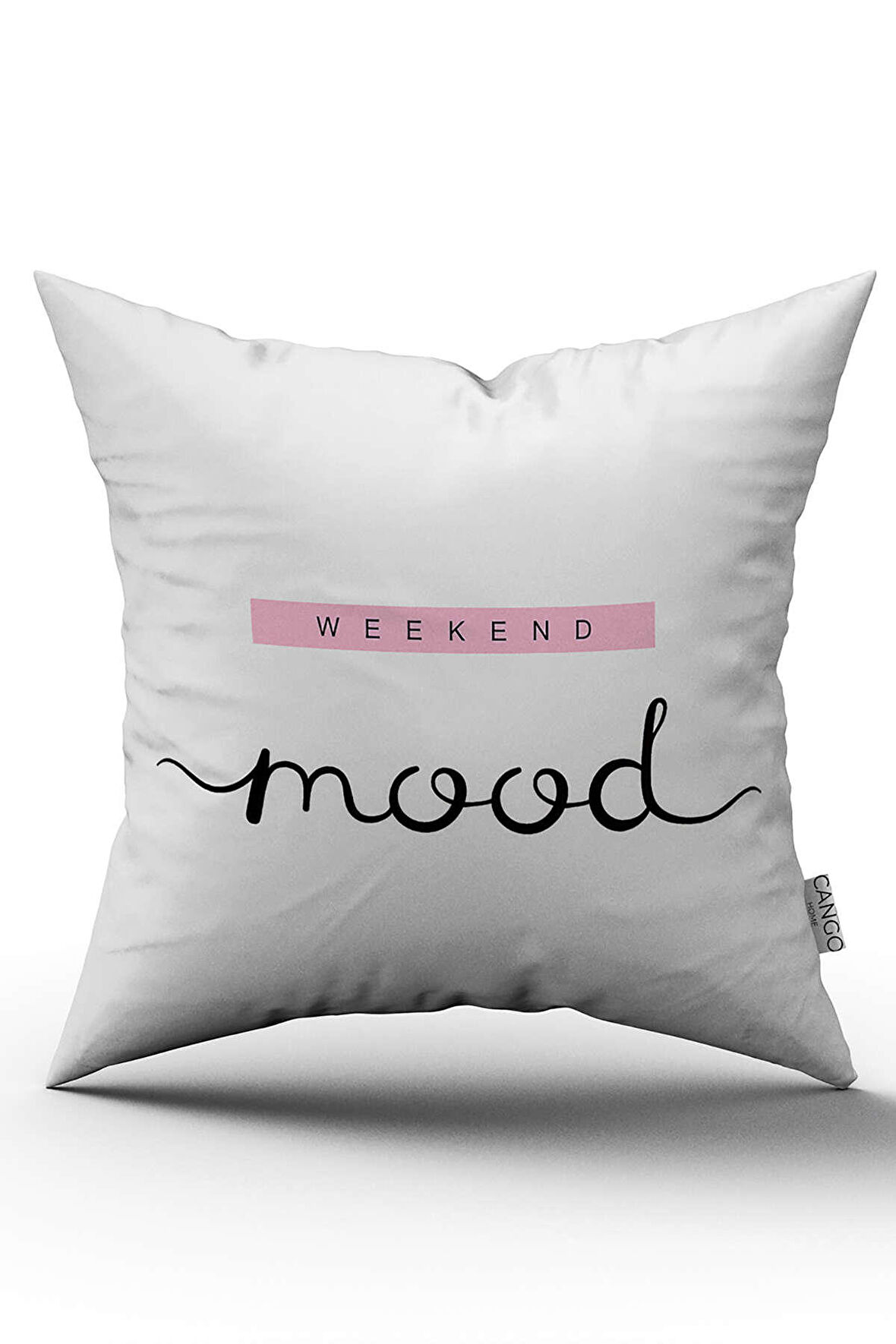 Çift Taraflı Beyaz Siyah Weekend Mood Yazılı Dijital Baskı Kırlent Yastık Kılıfı - CGH441-CT