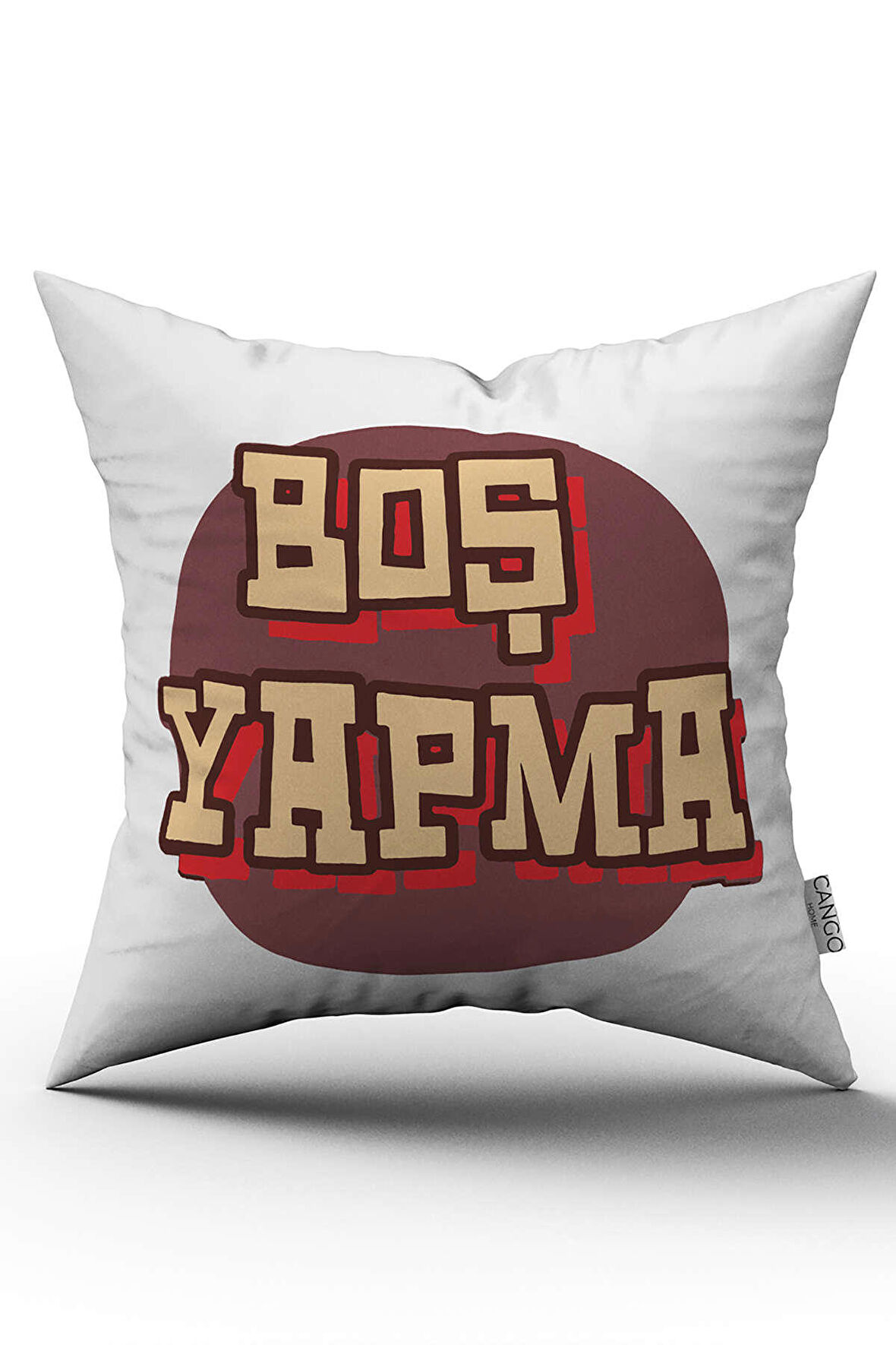 Çift Taraflı Beyaz Sarı Boş Yapma Yazılı Dijital Baskı Kırlent Yastık Kılıfı - CGH408-CT