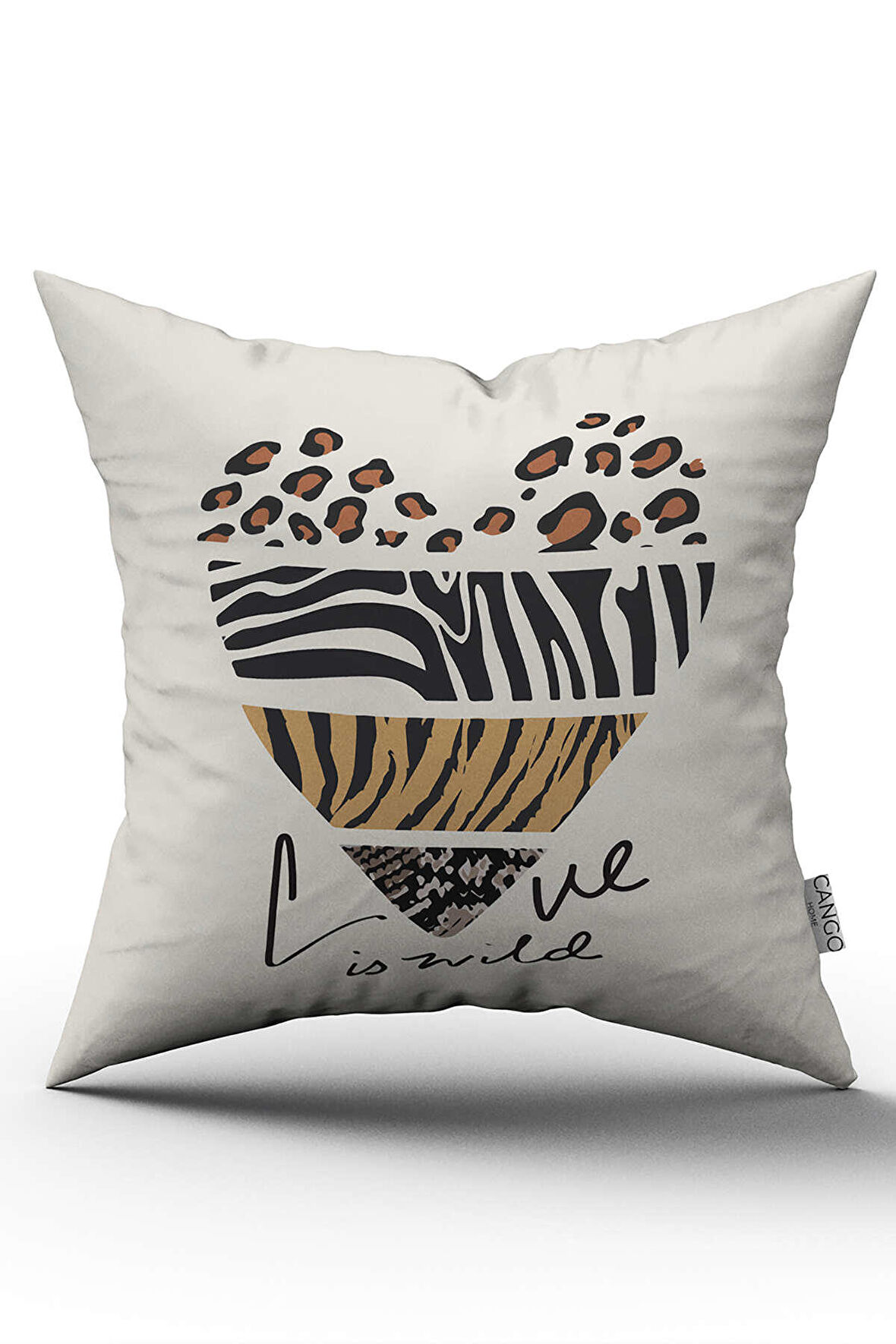 Çift Taraflı Kahverengi Siyah Modern Leopar Zebra Desenli Dijital Baskı Kırlent Yastık Kılıfı - CGH382-CT