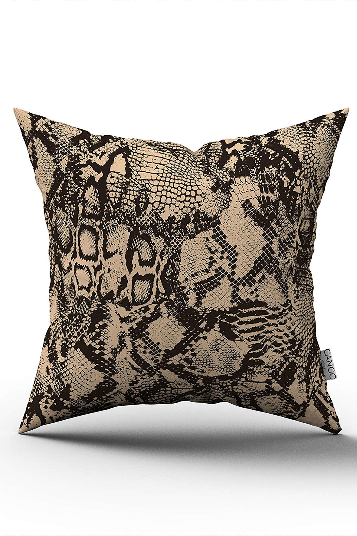 Çift Taraflı Kahverengi Siyah Yılan Derisi Desenli Dijital Baskı Kırlent Yastık Kılıfı - CGH364-CT