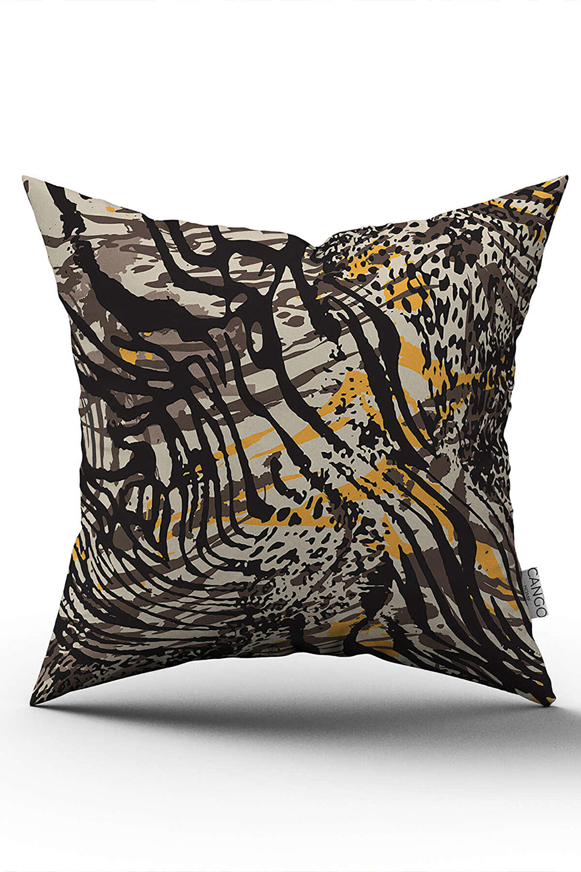 Çift Taraflı Kahverengi Sarı Zebra Desenli Dijital Baskı Kırlent Yastık Kılıfı - CGH352-CT