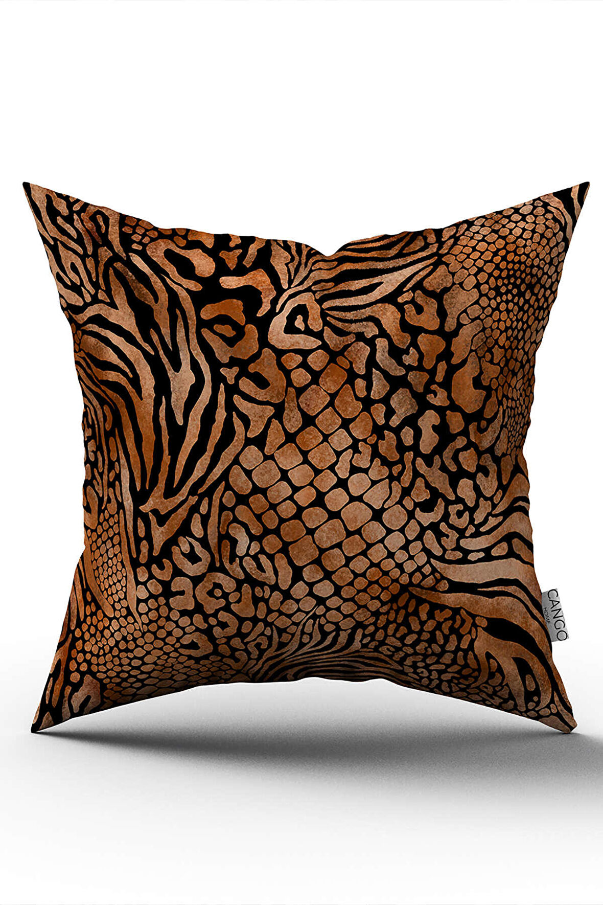 Çift Taraflı Kahverengi Turuncu Zebra Leopar Desenli Dijital Baskı Kırlent Yastık Kılıfı - CGH350-CT