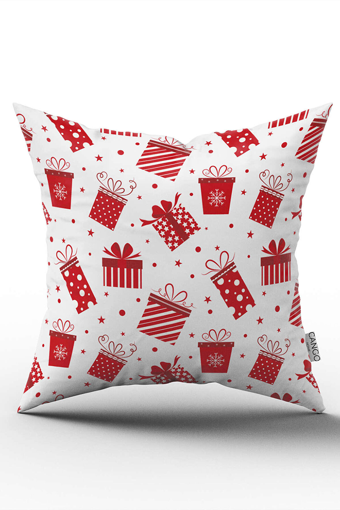 Çift Taraflı Kırmızı Beyaz Yılbaşı Temalı Dijital Baskılı Kırlent Yastık Kılıfı - CGH306-CT