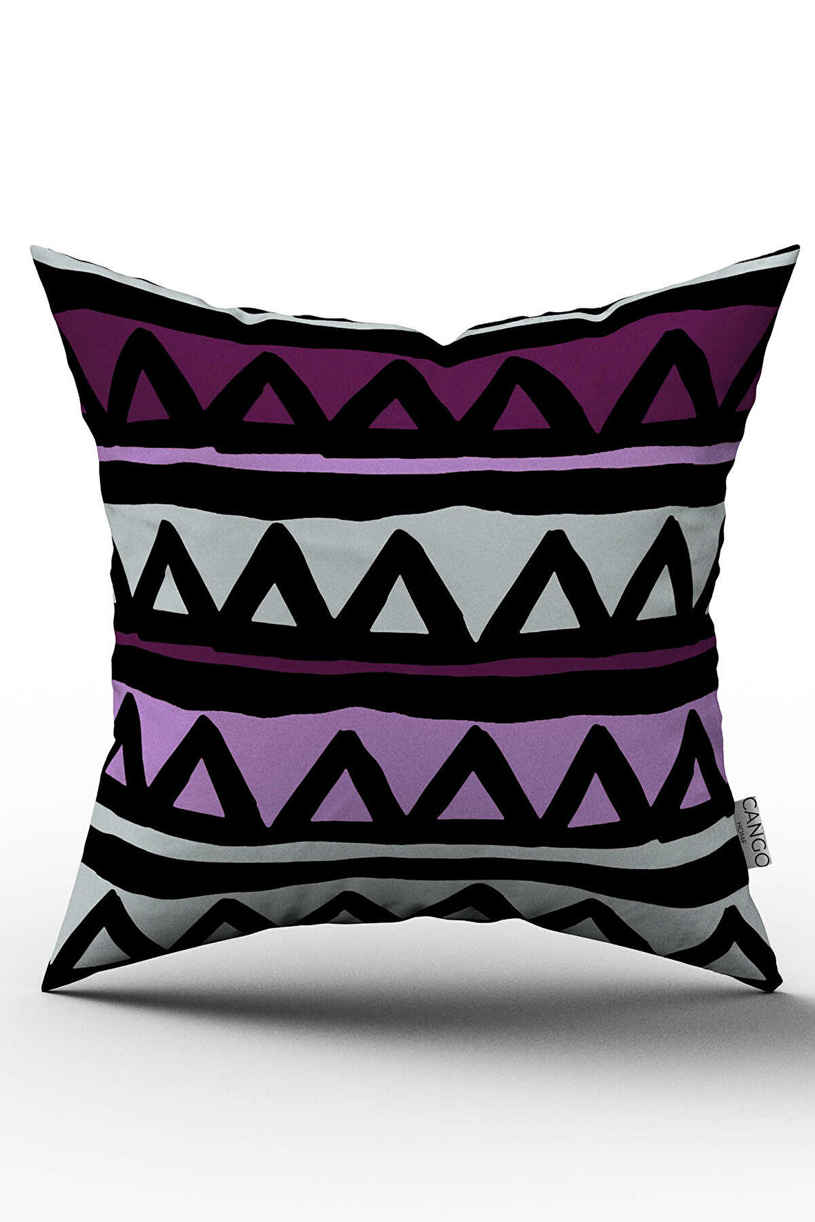 Çift Taraflı Mor Siyah Geometrik Modern Kırlent Yastık Kılıfı - CGH231-CT