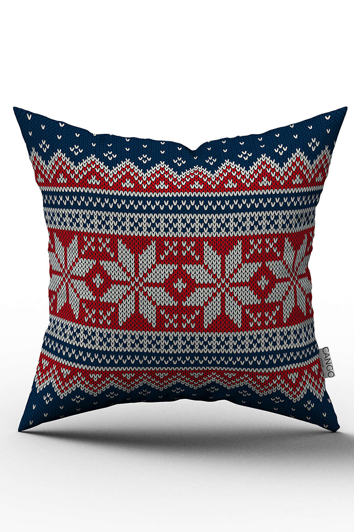 Çift Taraflı Lacivert  Yılbaşı  Temalı Kırlent Yastık Kılıfı - CGH223-CT