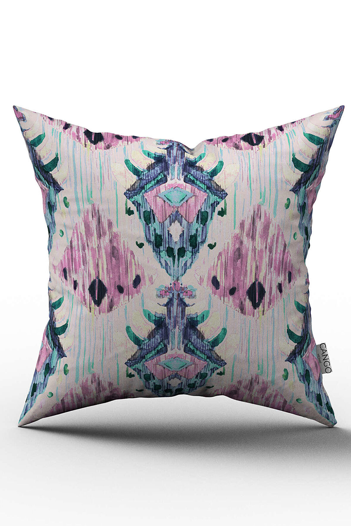 Çift Taraflı Pembe Mavi Etnik Dekoratif Kırlent Yastık Kılıfı - CGH183-CT