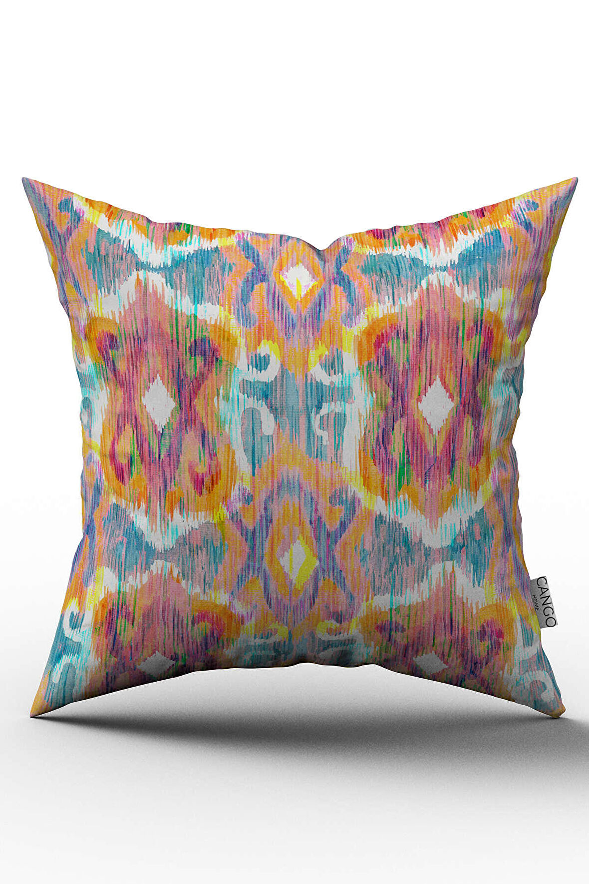 Çift Taraflı Beyaz Karışık Renkli Etnik Dekoratif  Kırlent Yastık Kılıfı - CGH162-CT