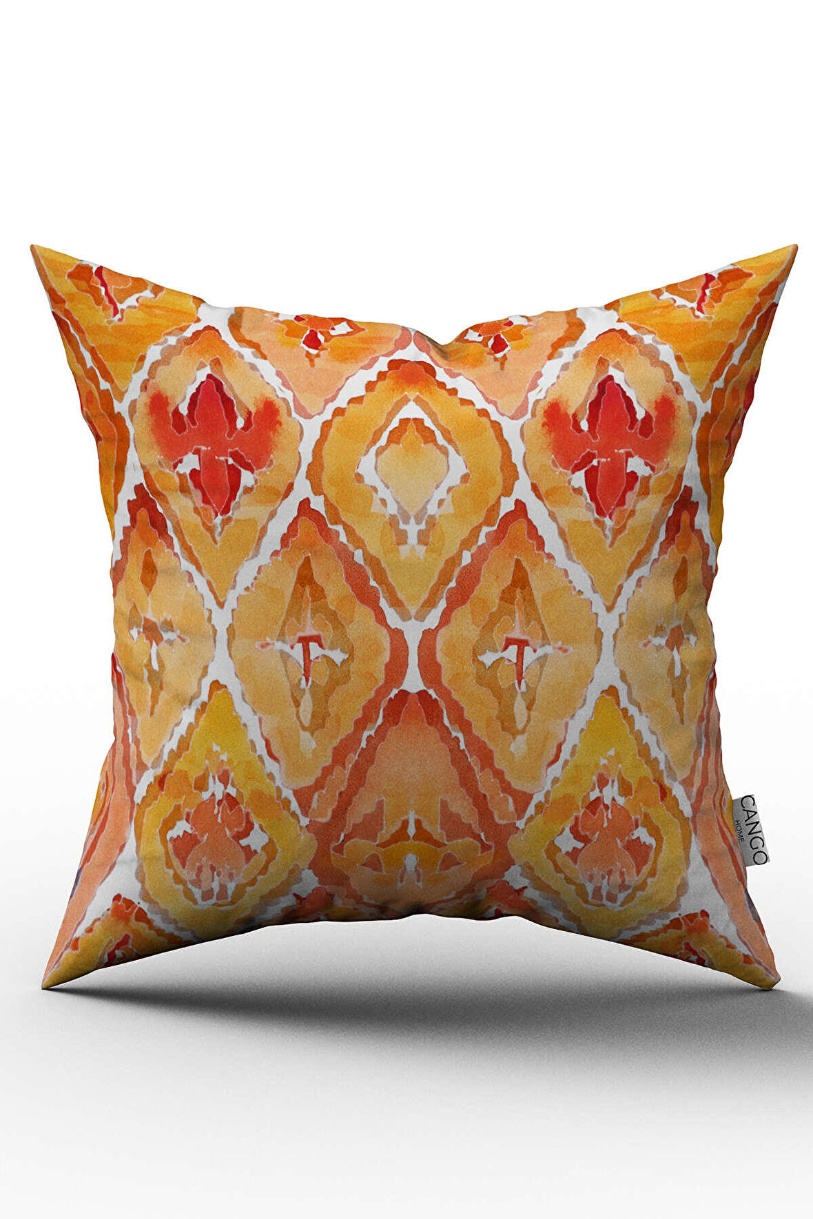 Çift Taraflı Beyaz Turuncu Soyut Dekoratif Kırlent Yastık Kılıfı - CGH155-CT