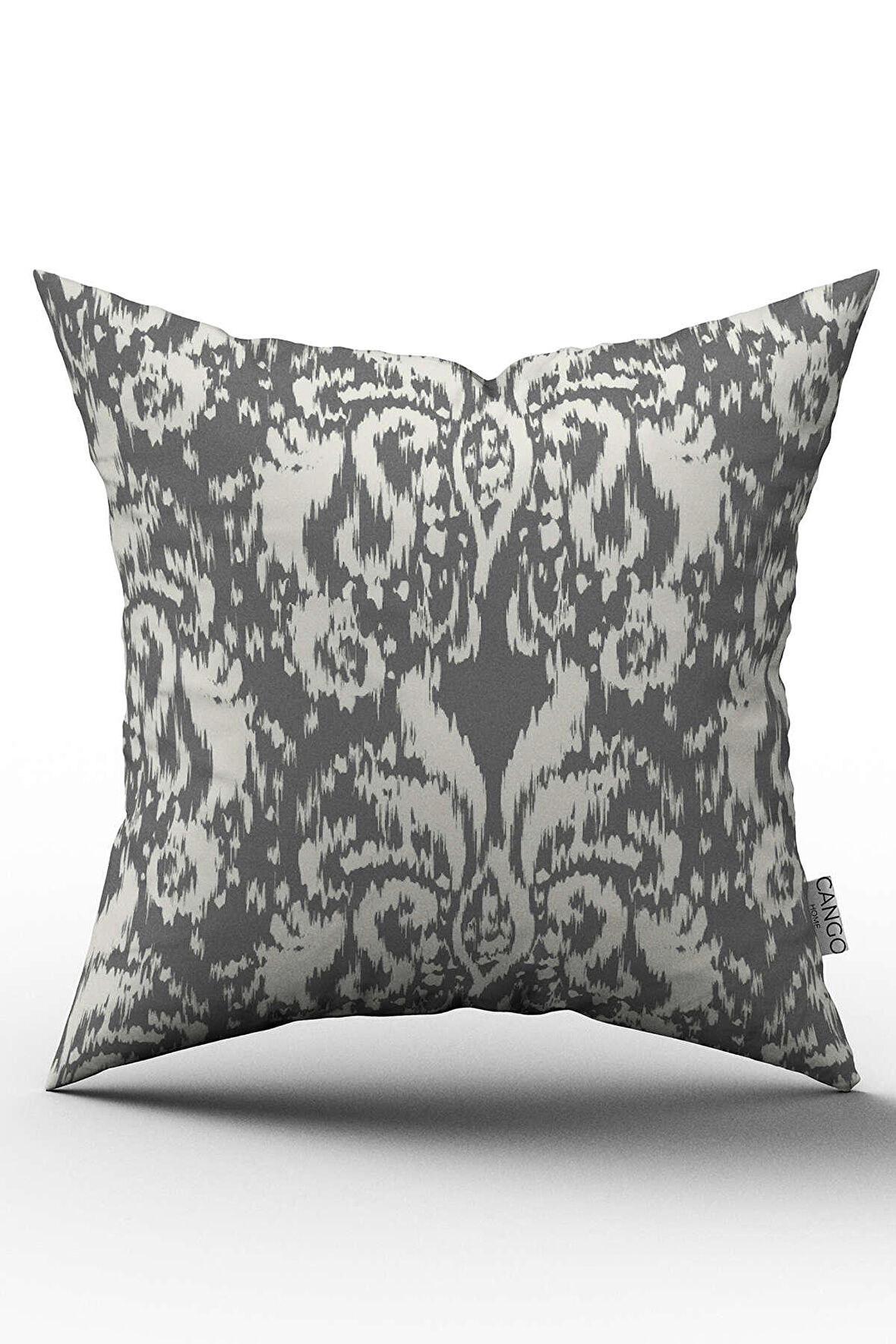 Çift Taraflı Gri Beyaz Damask Desenli Kırlent Yastık Kılıfı - CGH115-CT