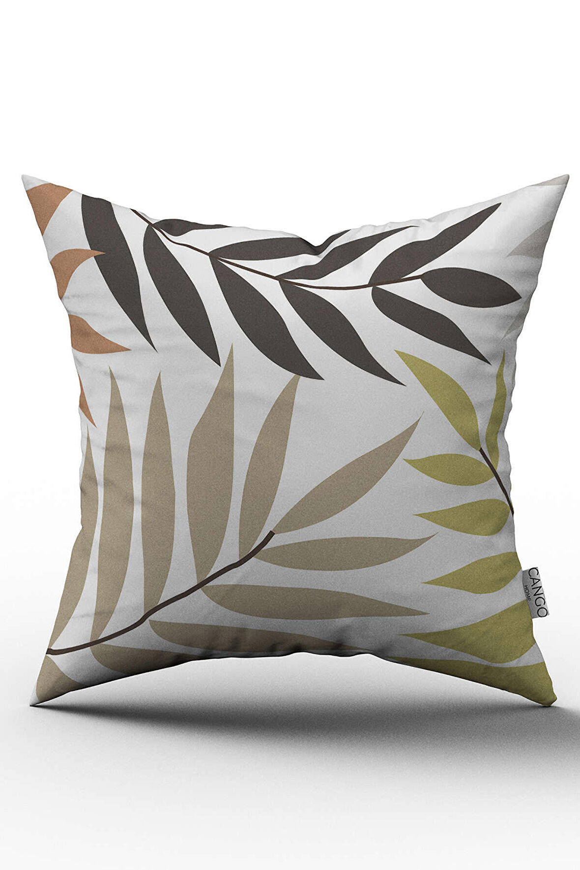 Çift Taraflı Beyaz Renkli Yaprak Desenli Kırlent Yastık Kılıfı - CGH084-CT