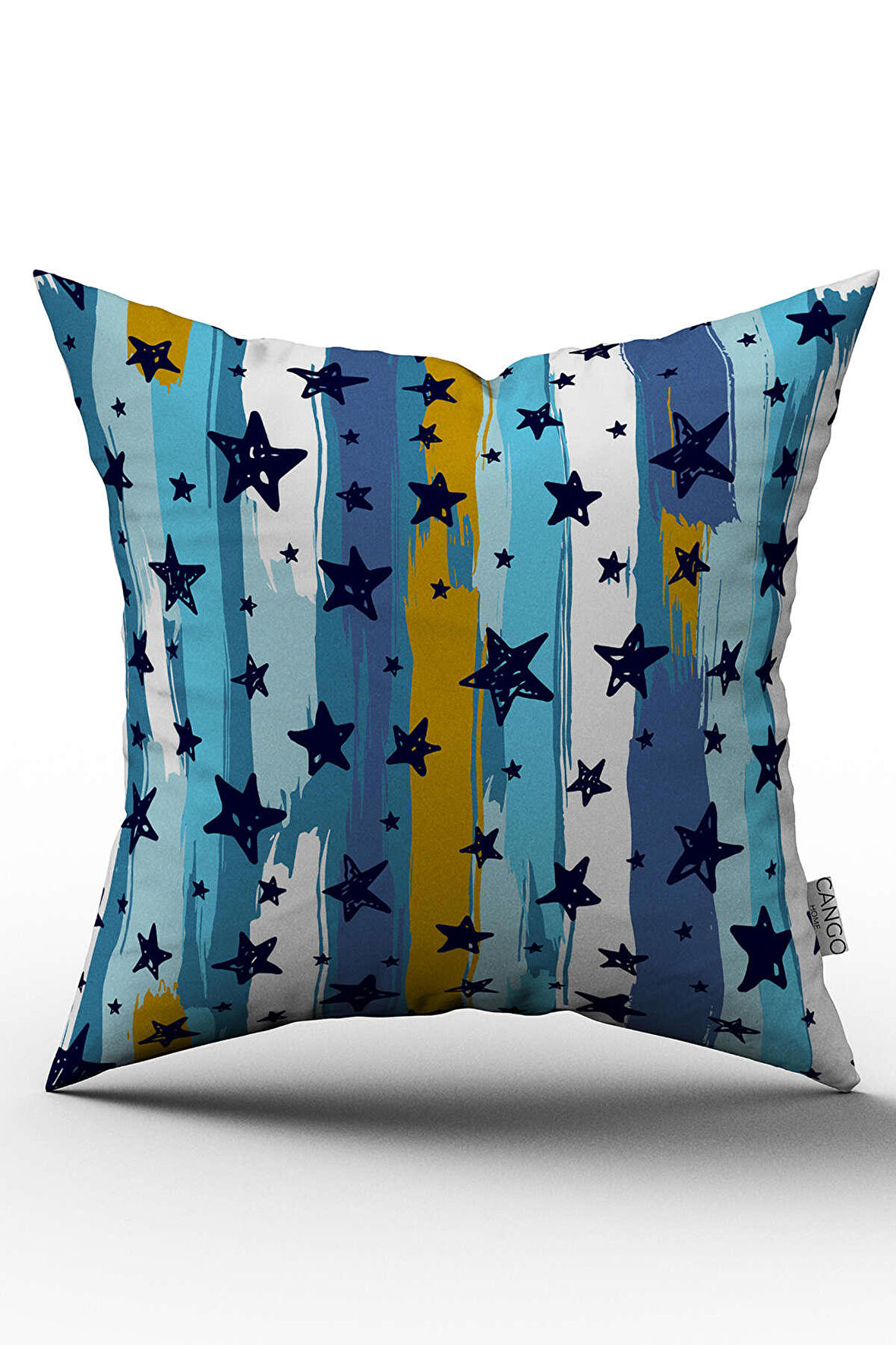 Çift Taraflı Mavi Beyaz Yıldızlı Kırlent Yastık Kılıfı - CGH066-CT