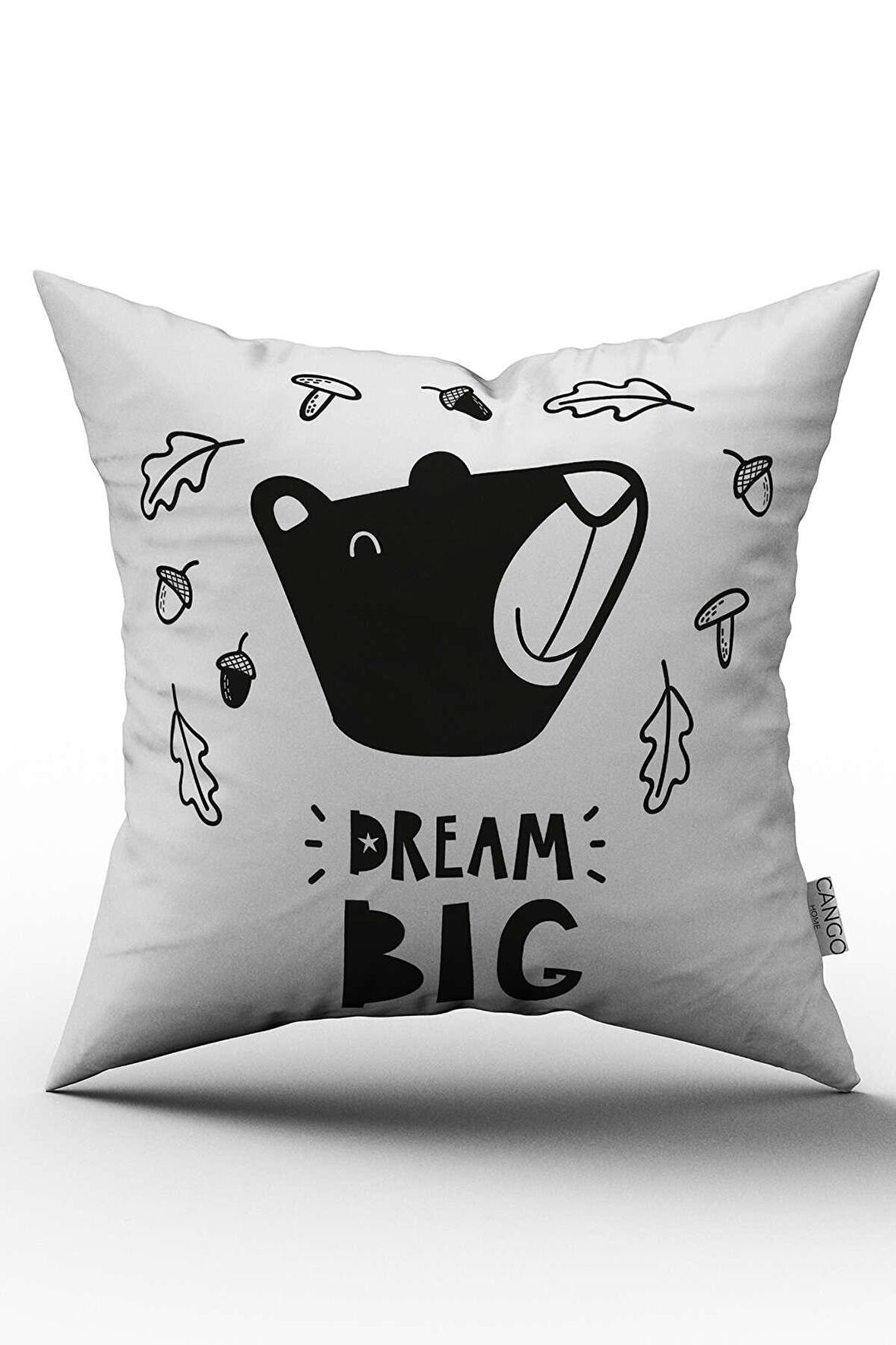 Çift Taraflı Siyah Beyaz Ayı Figürlü Çocuk Kırlent Yastık Kılıfı - CGH062-CT