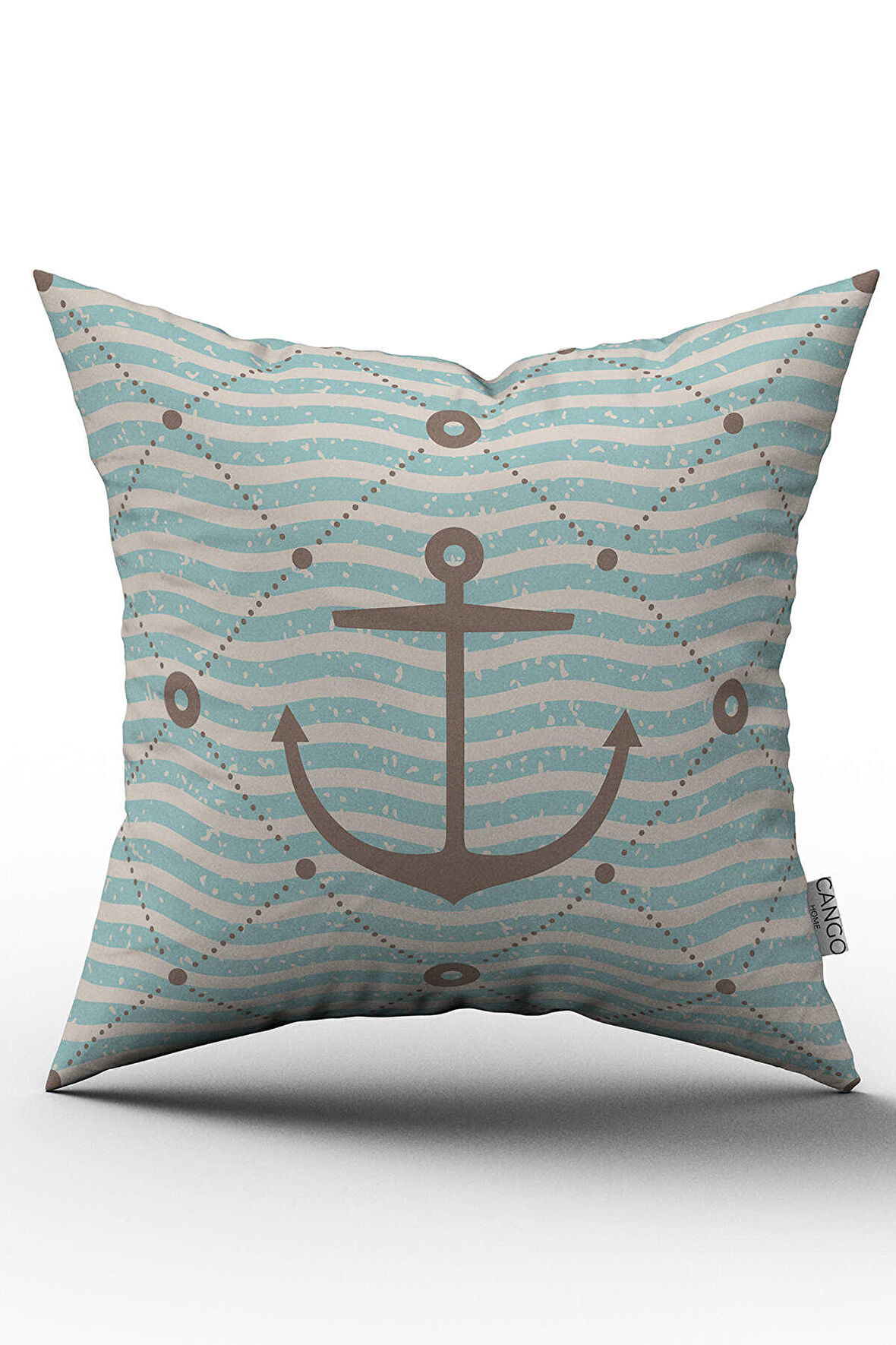 Çift Taraflı Gri Mavi Marin DesenliKırlent Yastık Kılıfı - CGH061-CT