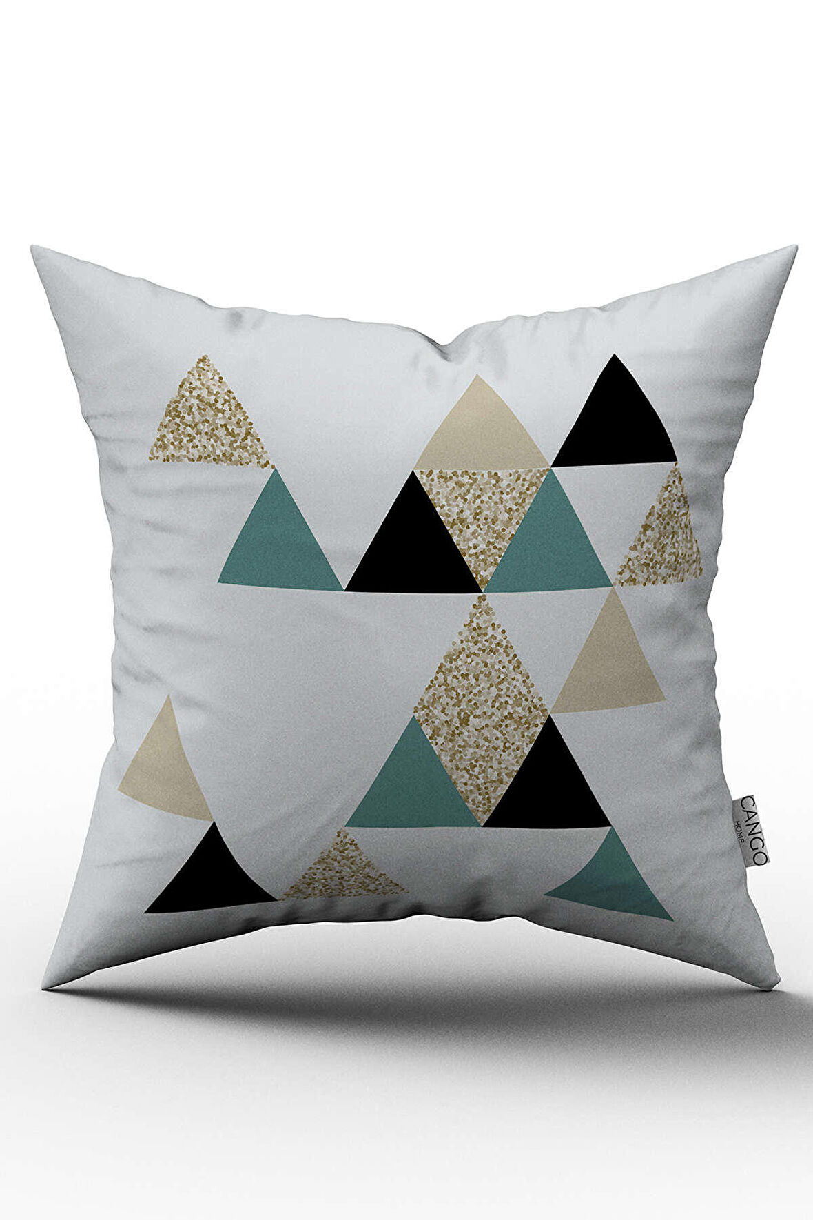 Çift Taraflı Bej Siyah Geometrik Dekoratif Kırlent Yastık Kılıfı - CGH059-CT