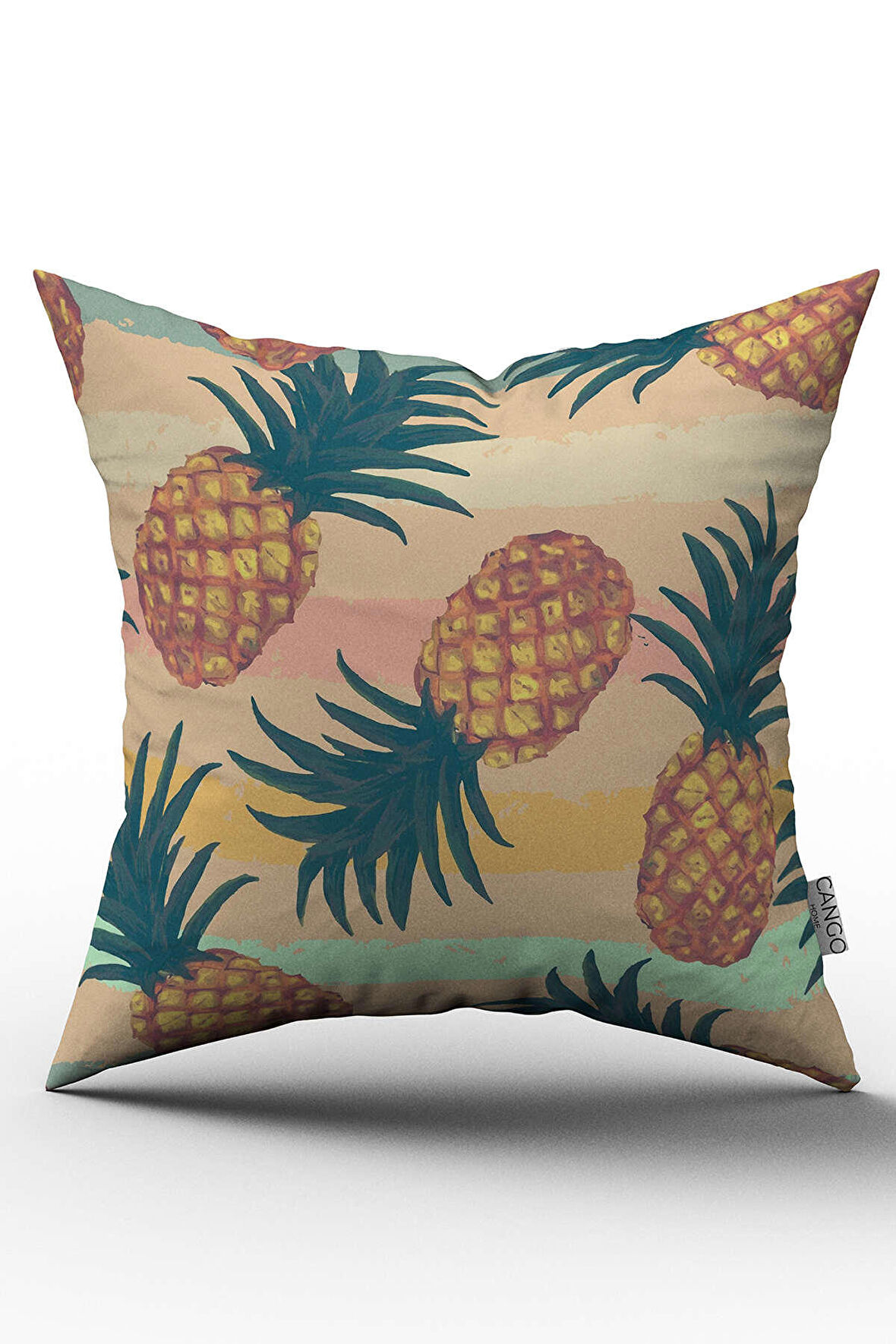 Çift Taraflı Sarı Yeşil Ananas Desenli Kırlent Yastık Kılıfı - CGH049-CT