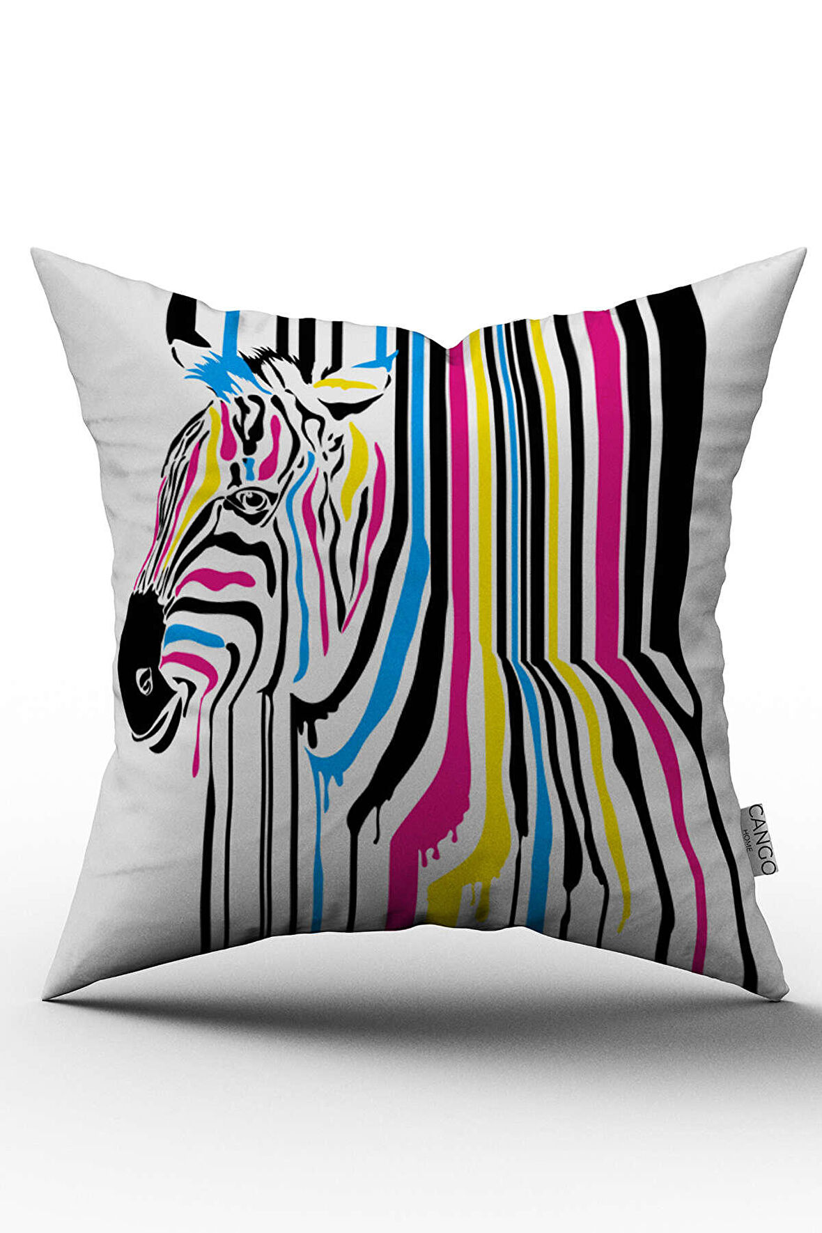 Çift Taraflı Beyaz Mavi Pembe Zebra Kırlent Yastık Kılıfı - CGH033-CT