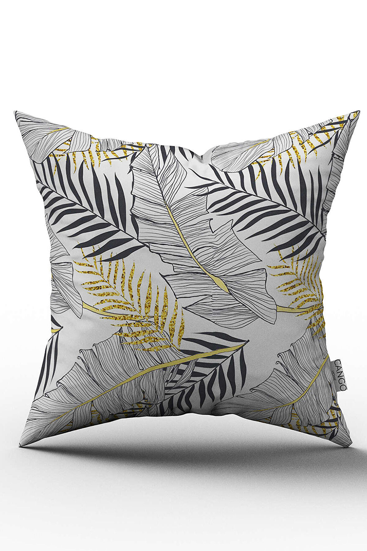 Çift Taraflı Sarı Siyah Yapraklı Dijital Baskı Kırlent Yastık Kılıfı - CHCCK52-CT