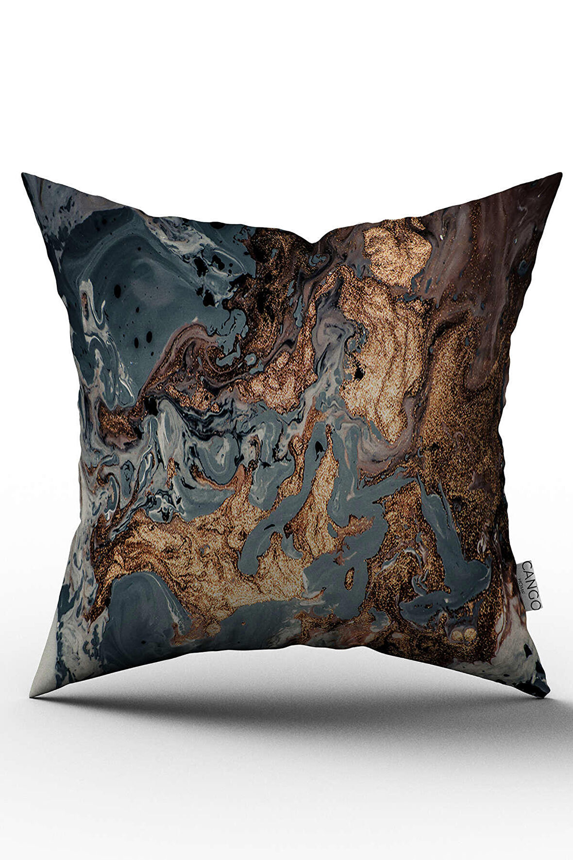 Çift Taraflı Gri Kahverengi Modern Soyut Dijital Baskılı Kırlent Kılıfı - OTYK300-CT