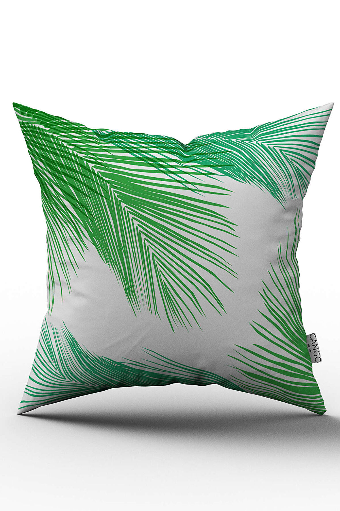 Çift Taraflı Beyaz Yeşil Tropikal Desenli Dijital Baskılı Kırlent Kılıfı - OTYK461-CT