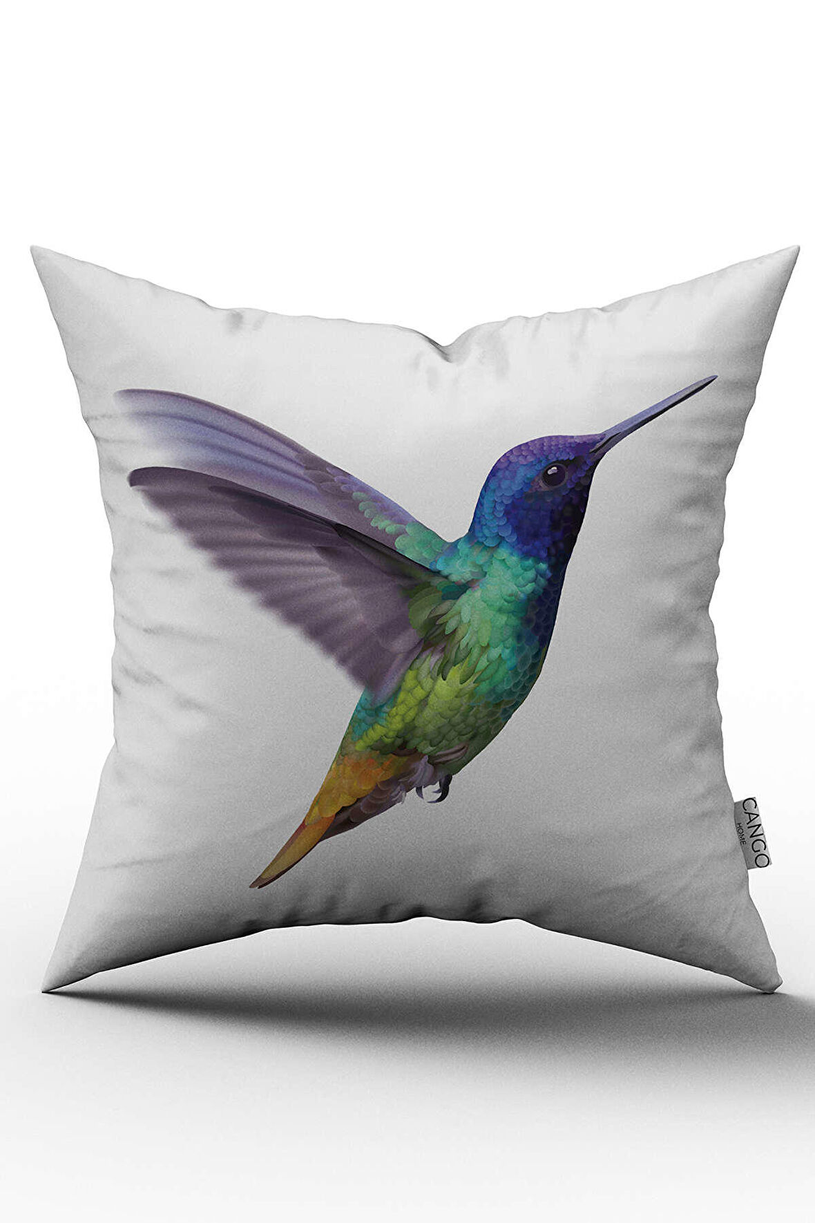 Çift Taraflı Mavi Yeşil Dekoratif Kuş Desenli Dijital Baskılı Kırlent Kılıfı - OTYK493-CT