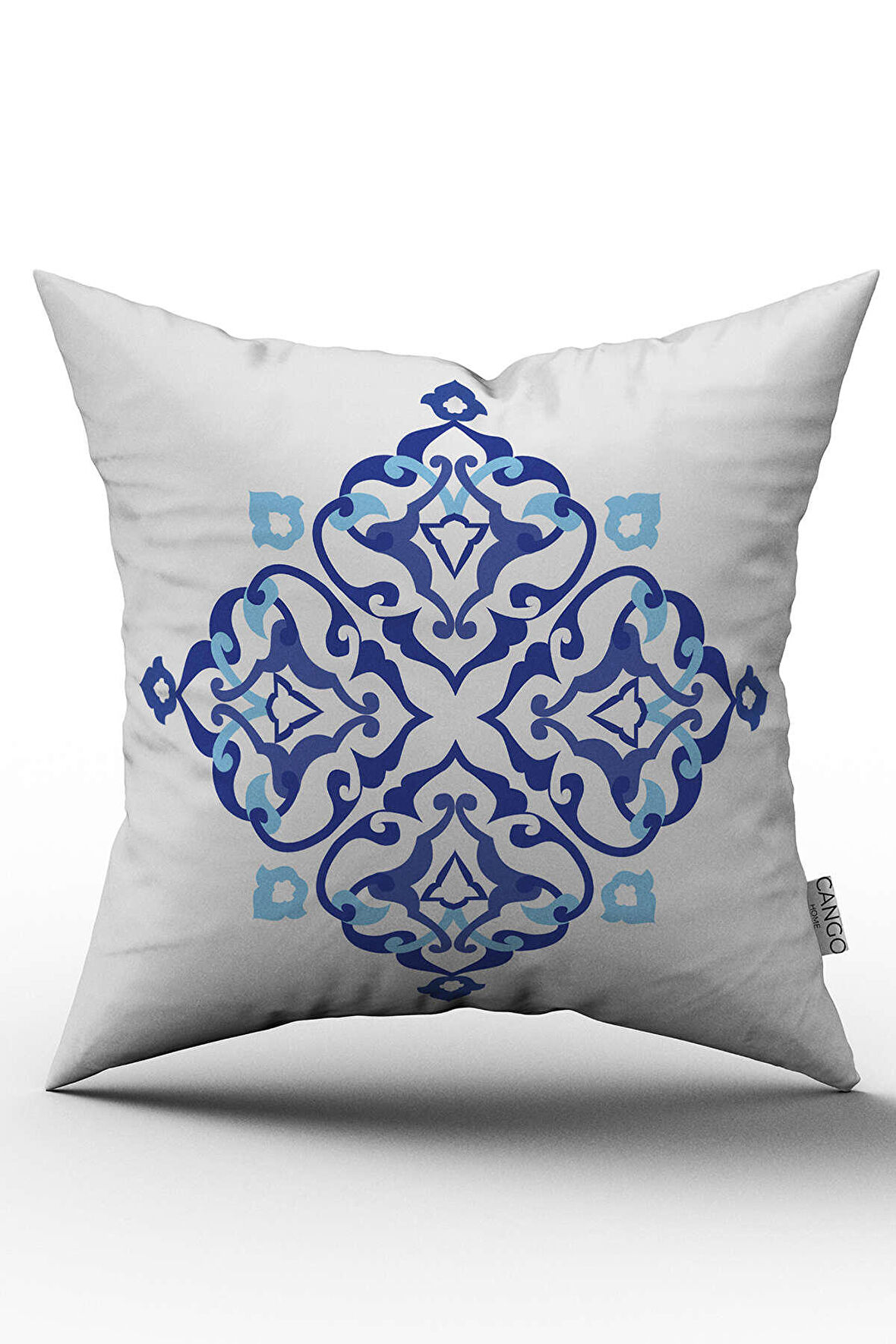 Çift Taraflı Mavi Etnik Motif Desenli Dijital Baskılı Kırlent Kılıfı - OTYK506-CT